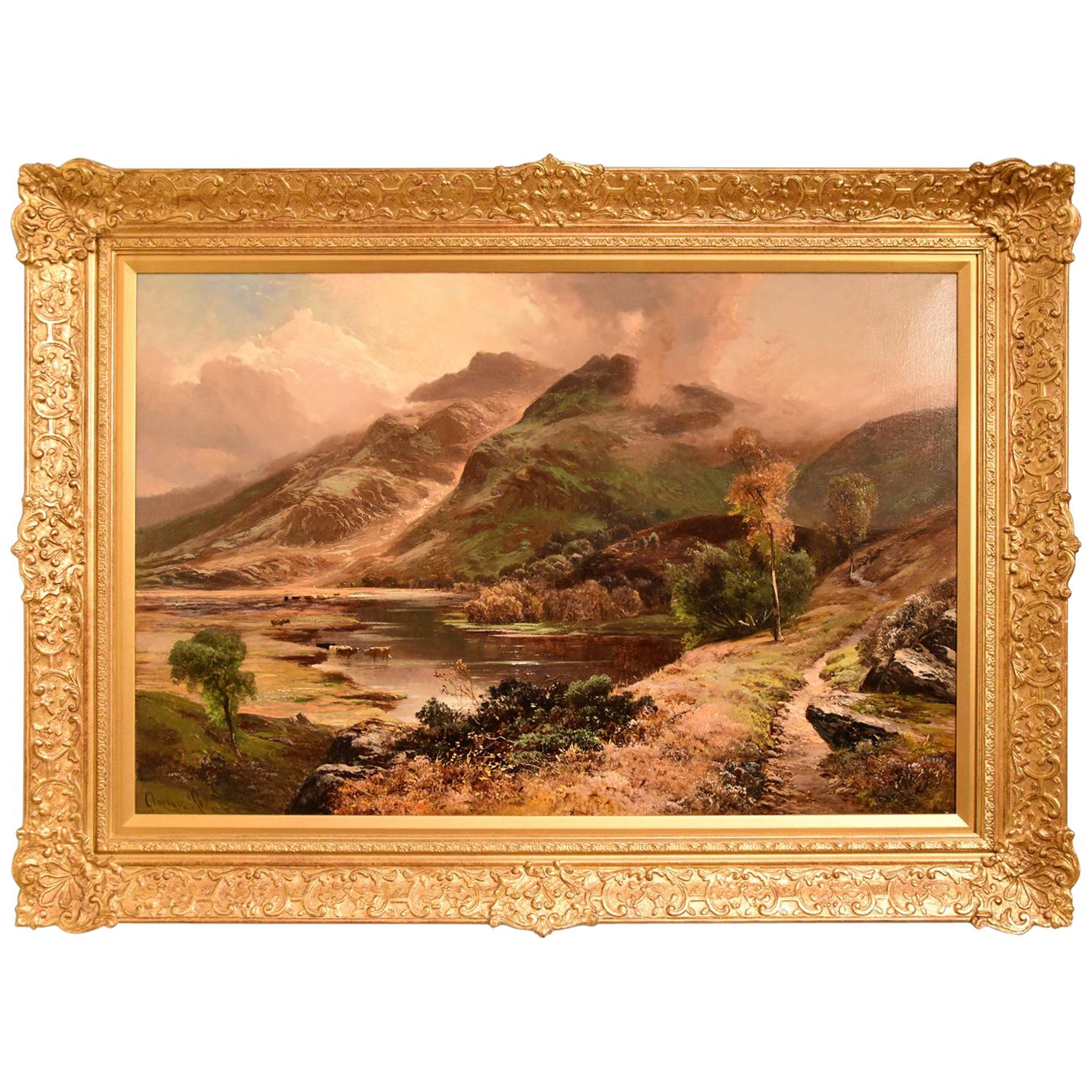"Scene in North Wales" Oil painting by Clarence Roe For Sale