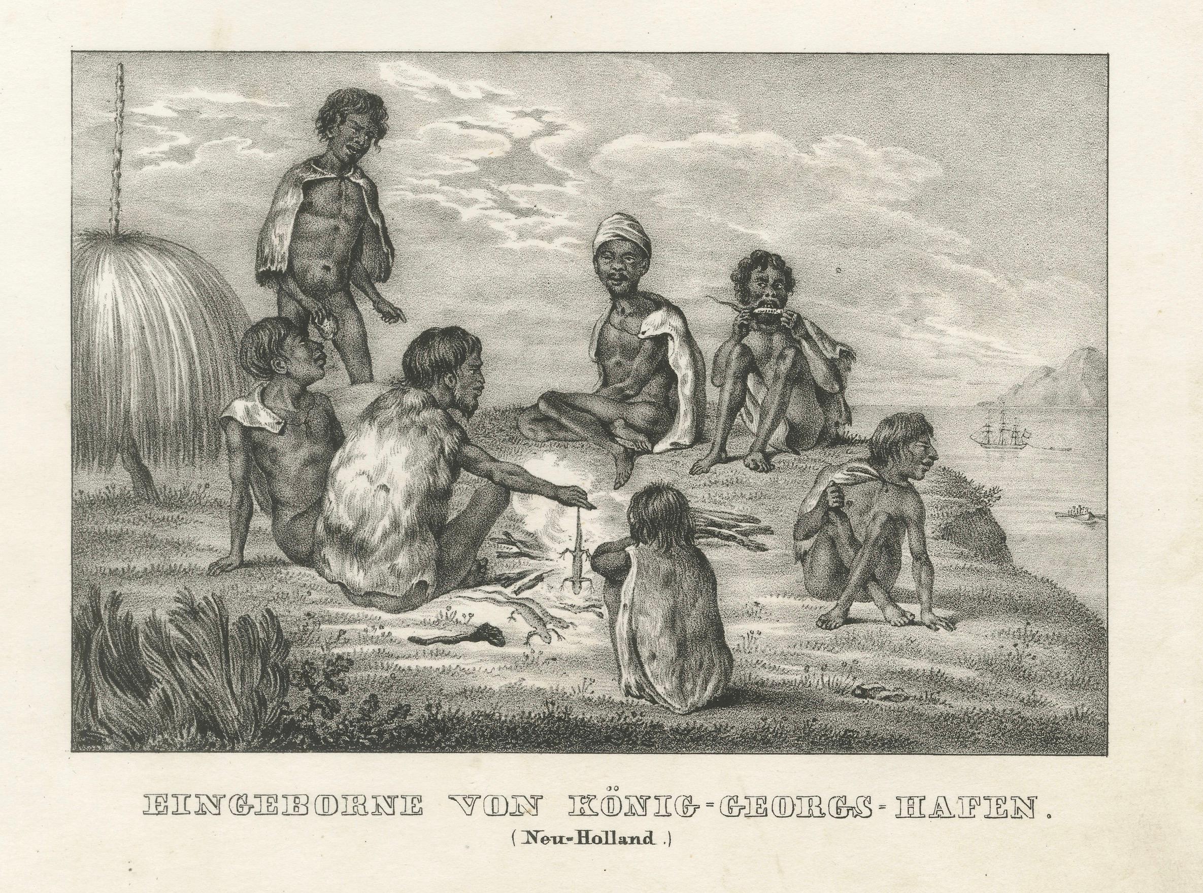 Szenen aus dem Hafen von König George's Harbour, New Holland (modernes Australien), 1836 (Papier) im Angebot