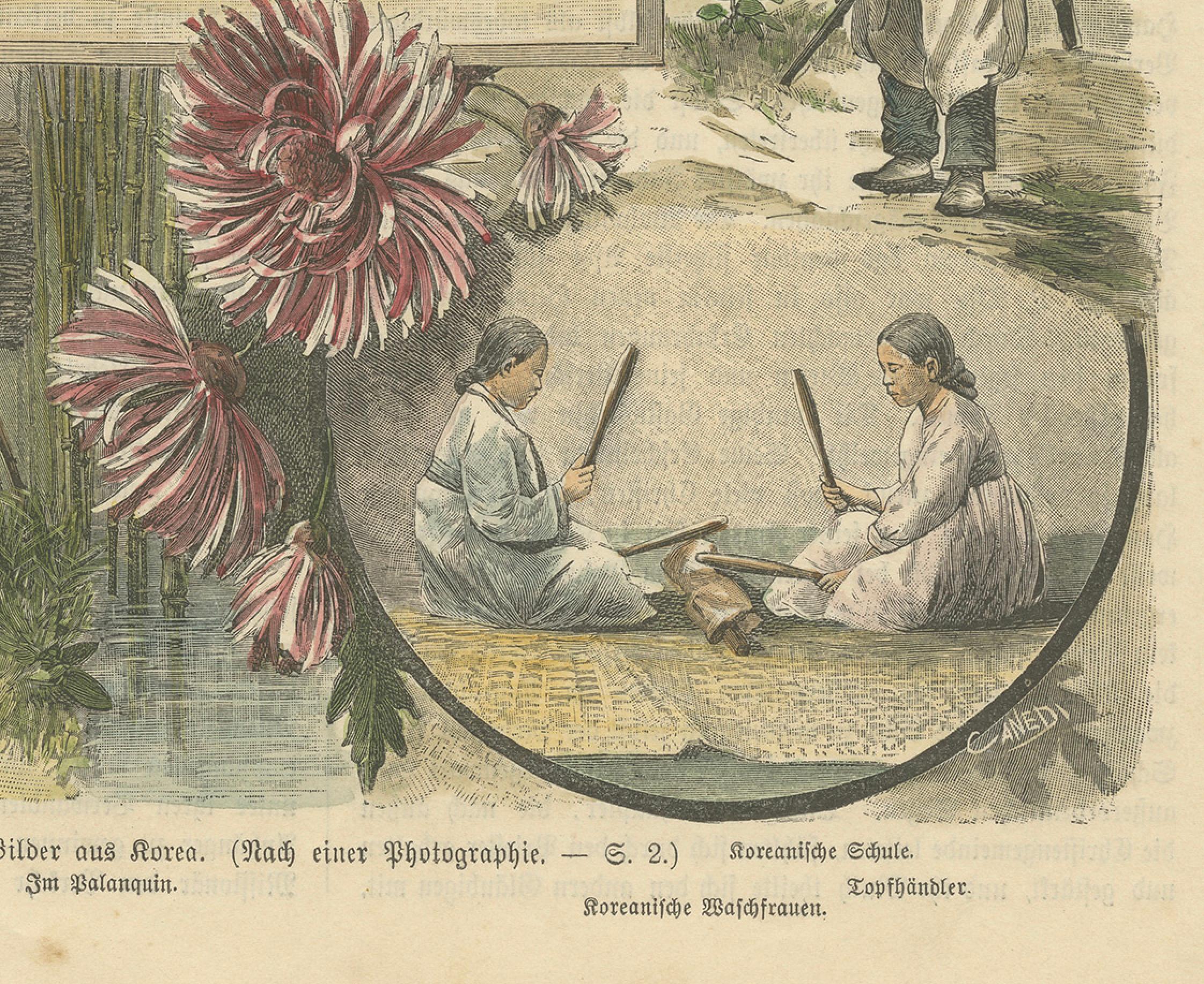 Paper Scenes of Korean Life in the Late 19th Century, 1896 For Sale