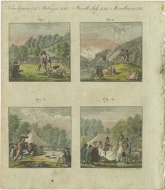 Scenes of Traditional Life and Festivities in Europe: Hand-Colored Engraving