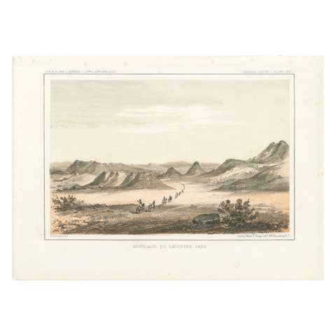 Scenic Expedition to Cadotte’s Pass in the Rocky Mountains, Tinted Litho of 1856