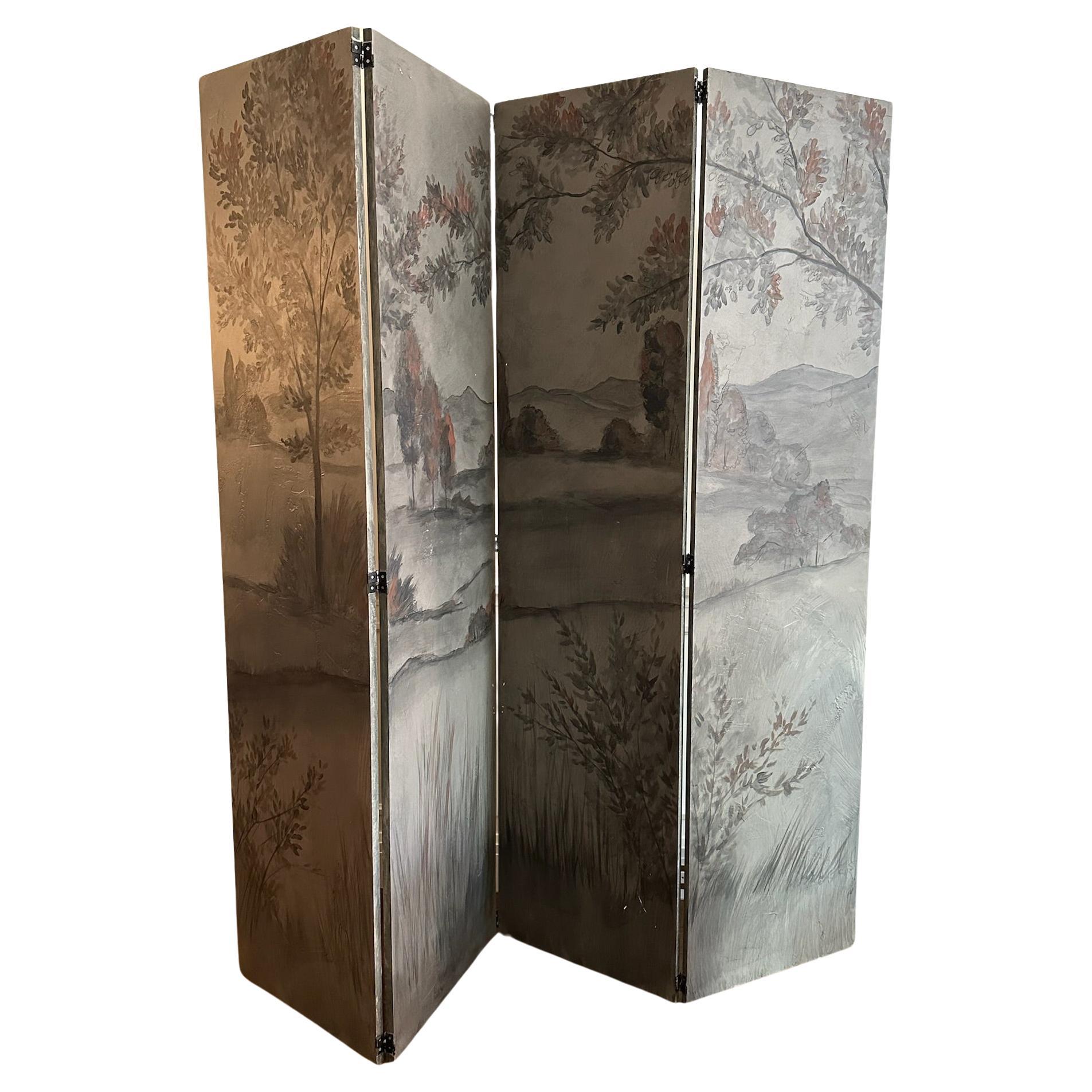 Scenic Hand Painted Folding Screen