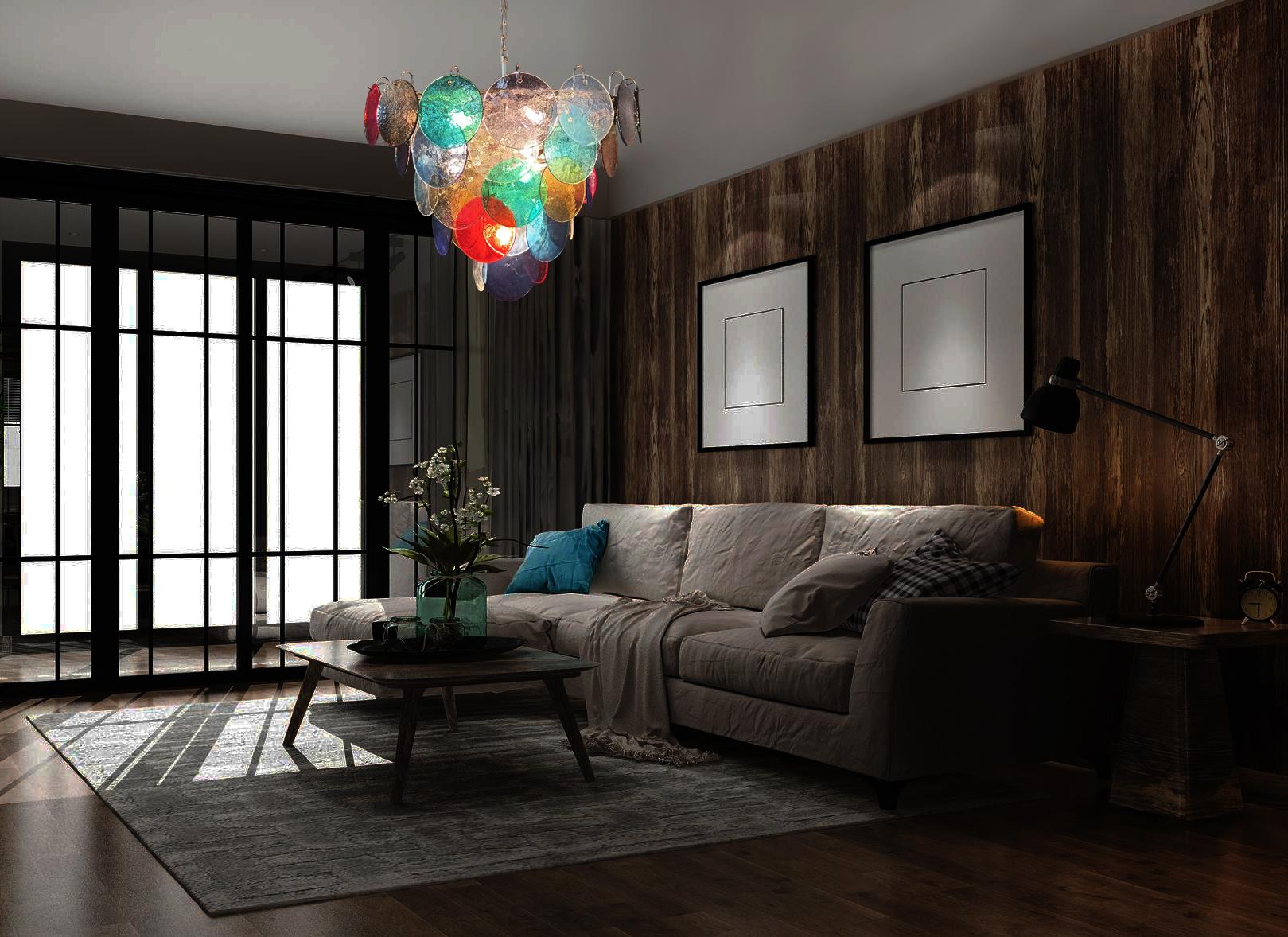 Scenic High quality Murano-Kronleuchter, Raumteiler – 57 Multicolor-Gläser im Angebot 5