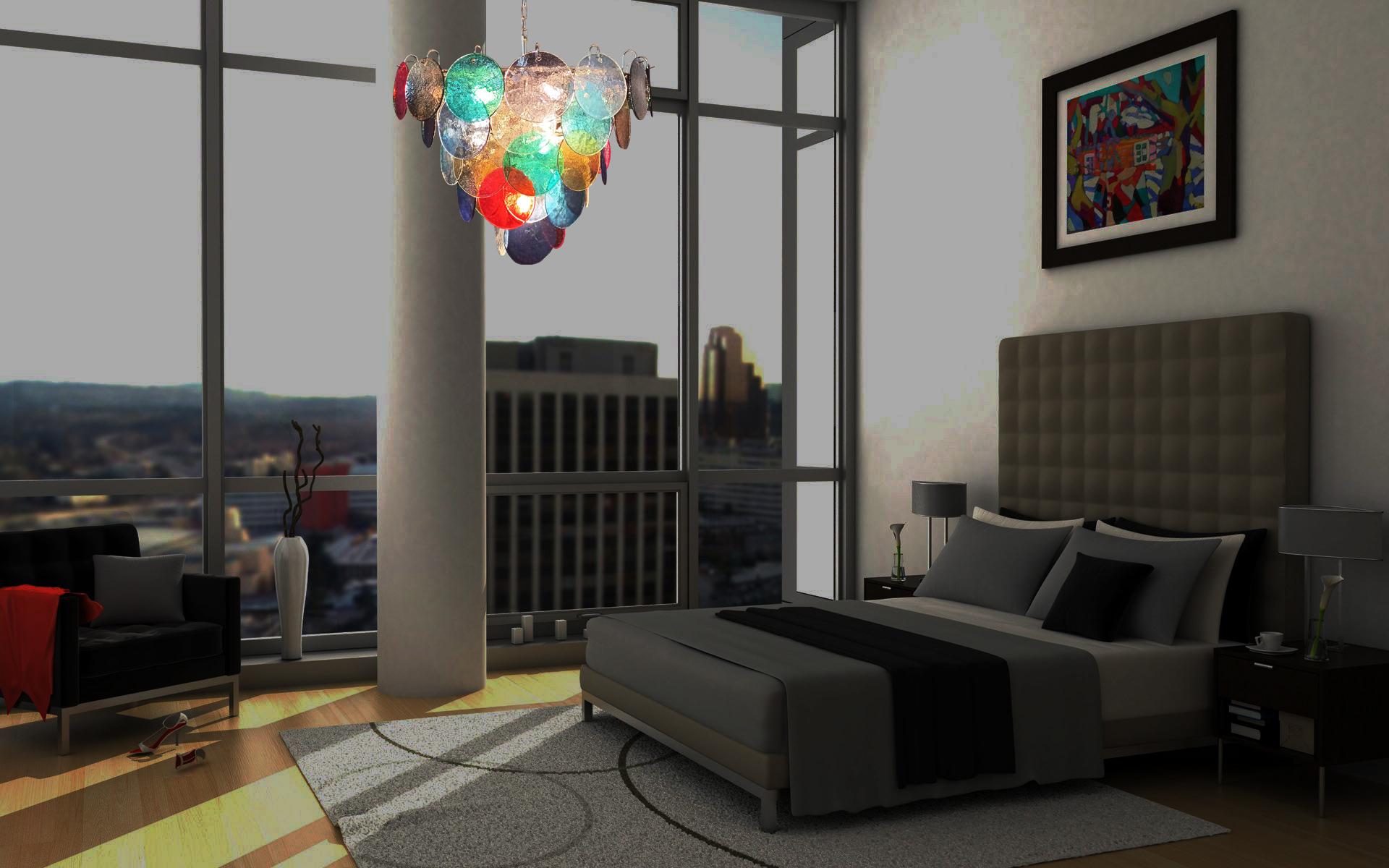 Scenic High quality Murano-Kronleuchter, Raumteiler – 57 Multicolor-Gläser im Angebot 2