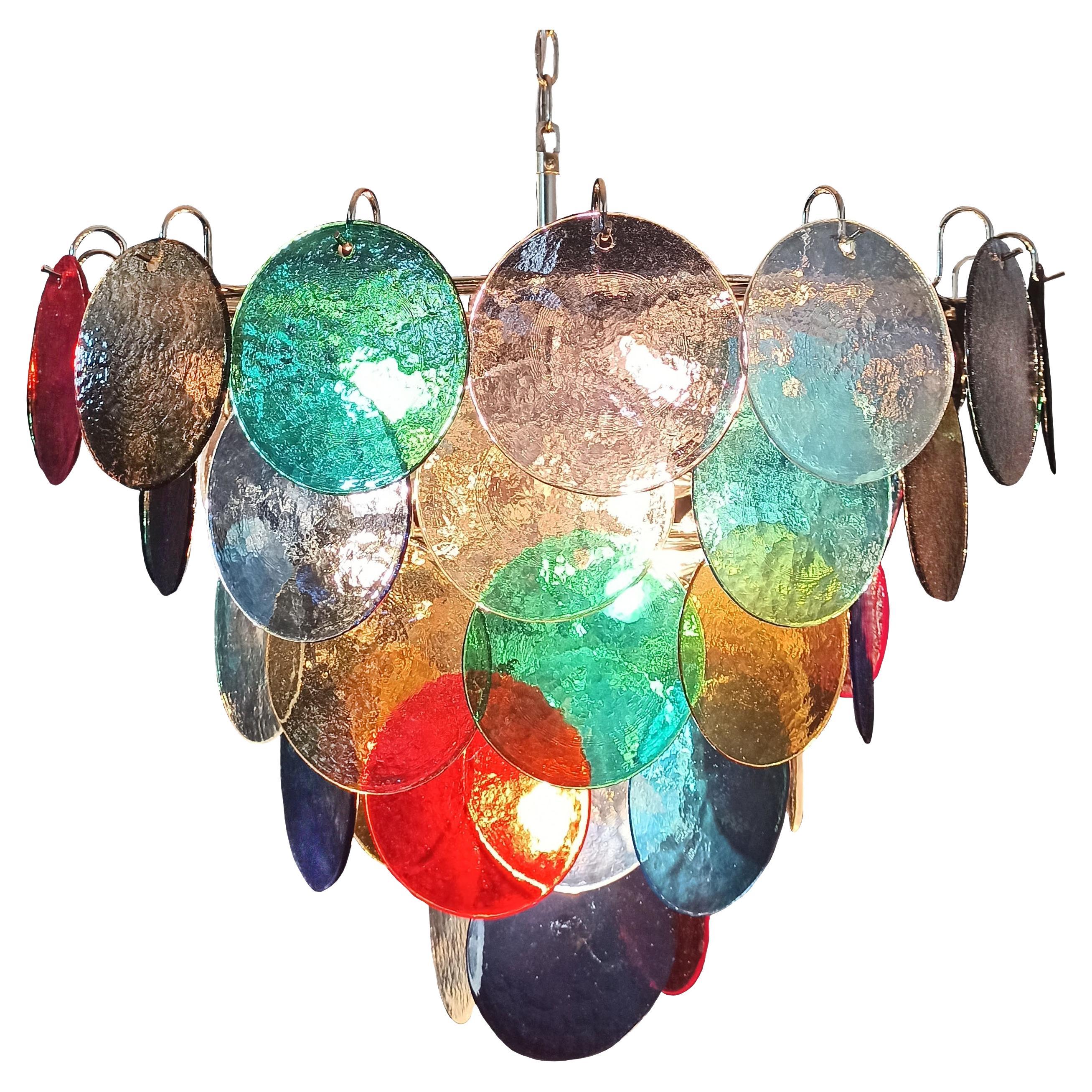 Scenic High quality Murano chandelier space age - 57 MULTICOLORED glasses For Sale