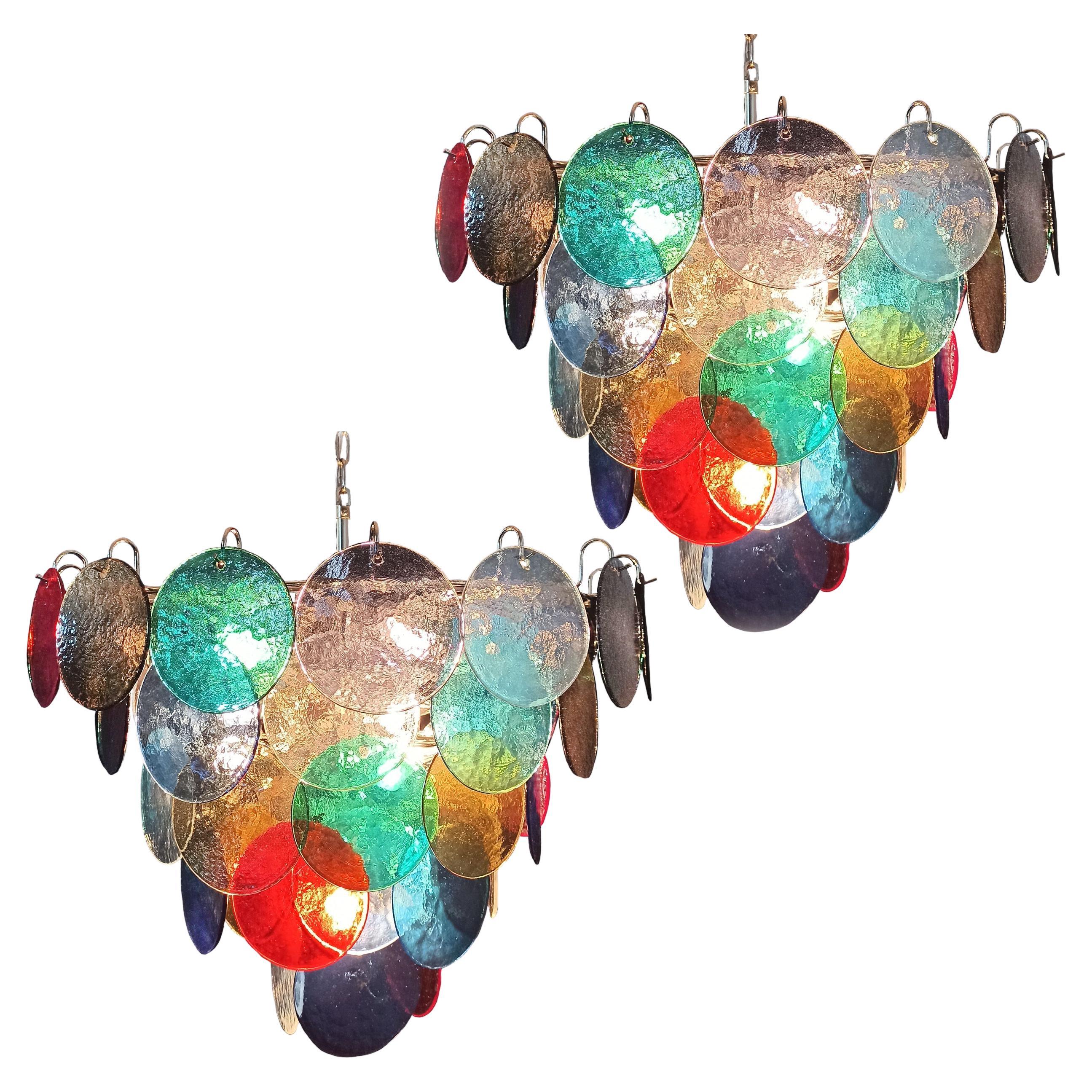 Scenic High quality Murano chandeliers space age - 57 MULTICOLORED glasses For Sale