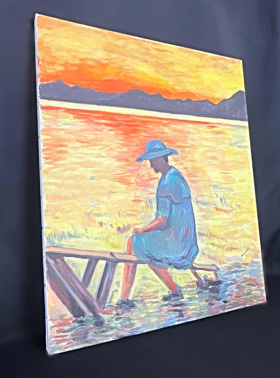 Scenic Landscape Acrylic Painting by J. Boving, Mâconnais Artist - 2Y557 In Good Condition For Sale In Bordeaux, FR