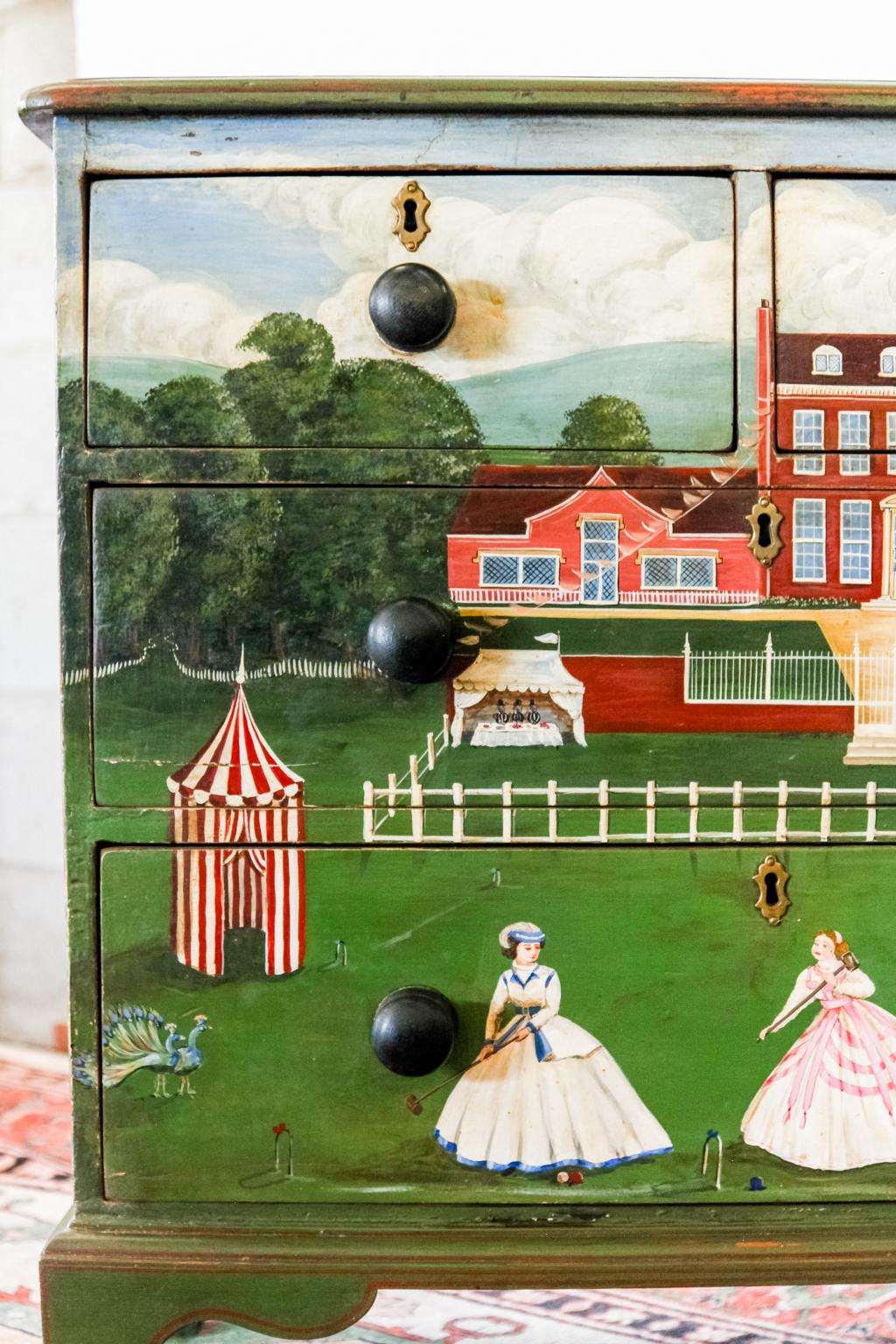 19th Century Scenic Painted Four-Drawer Chest
