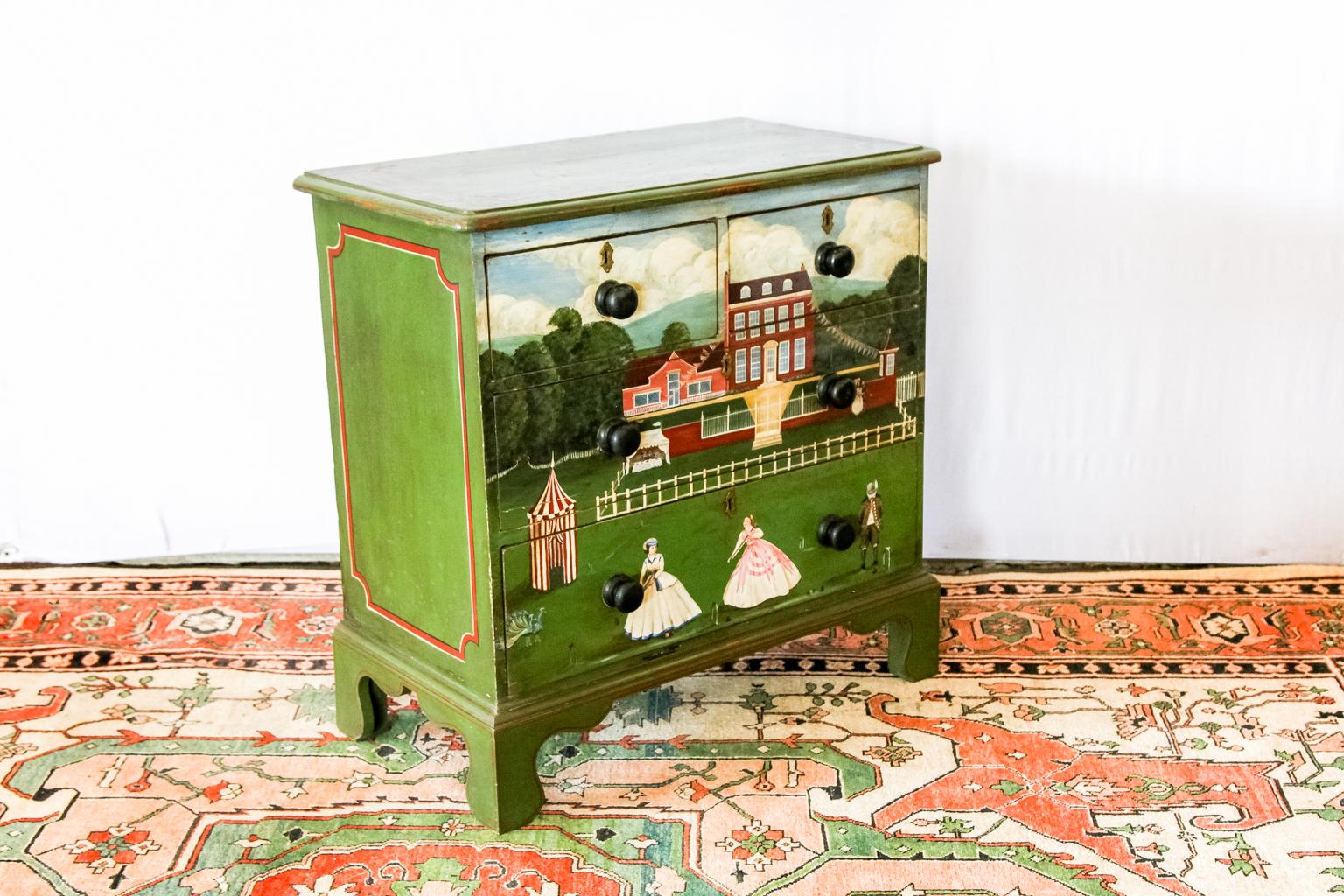 Scenic Painted Four-Drawer Chest 2