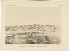 Lithographie panoramique teintée des montagnes de Californie près du Canada de las Uvas, 1856