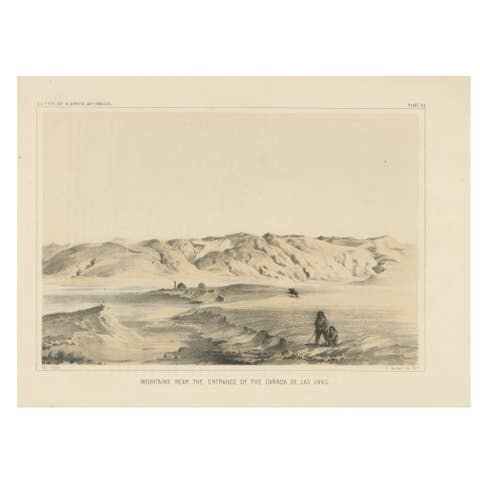 Scenic Tinted Lithograph of California’s Mountains Near Canada de las Uvas, 1856