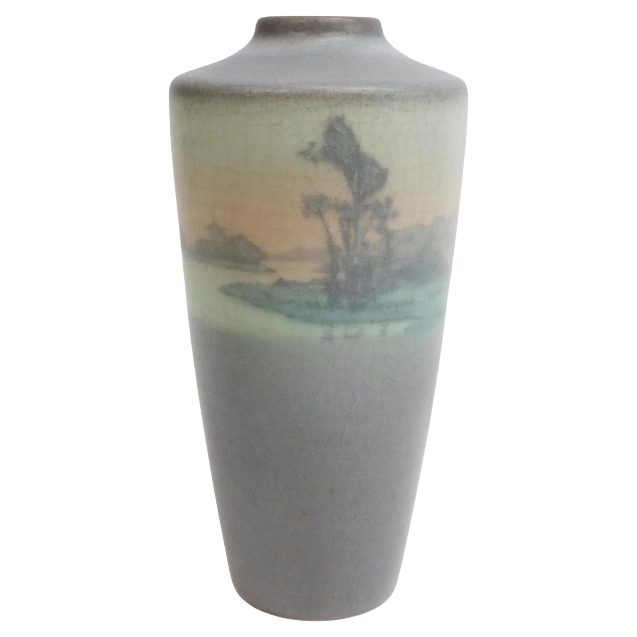 1913 Scenic Vellum Rookwood Pottery Vase By Sarah E. Coyne