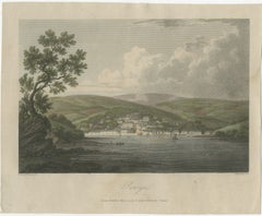 Scenic View of Penryn, Cornwall: Picturesque 19th-Century Coastal Town Engraved