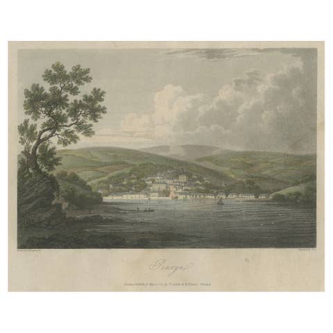 Scenic View of Penryn, Cornwall: Picturesque 19th-Century Coastal Town Engraved