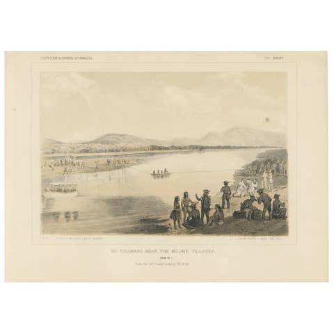 Scenic View of the Rio Colorado Near Mojave Villages, Historical Encounter, 1856