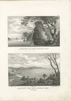 Scenic Views of Inseln Bay, New Zealand, from the Astrolabe Voyage, circa 1836
