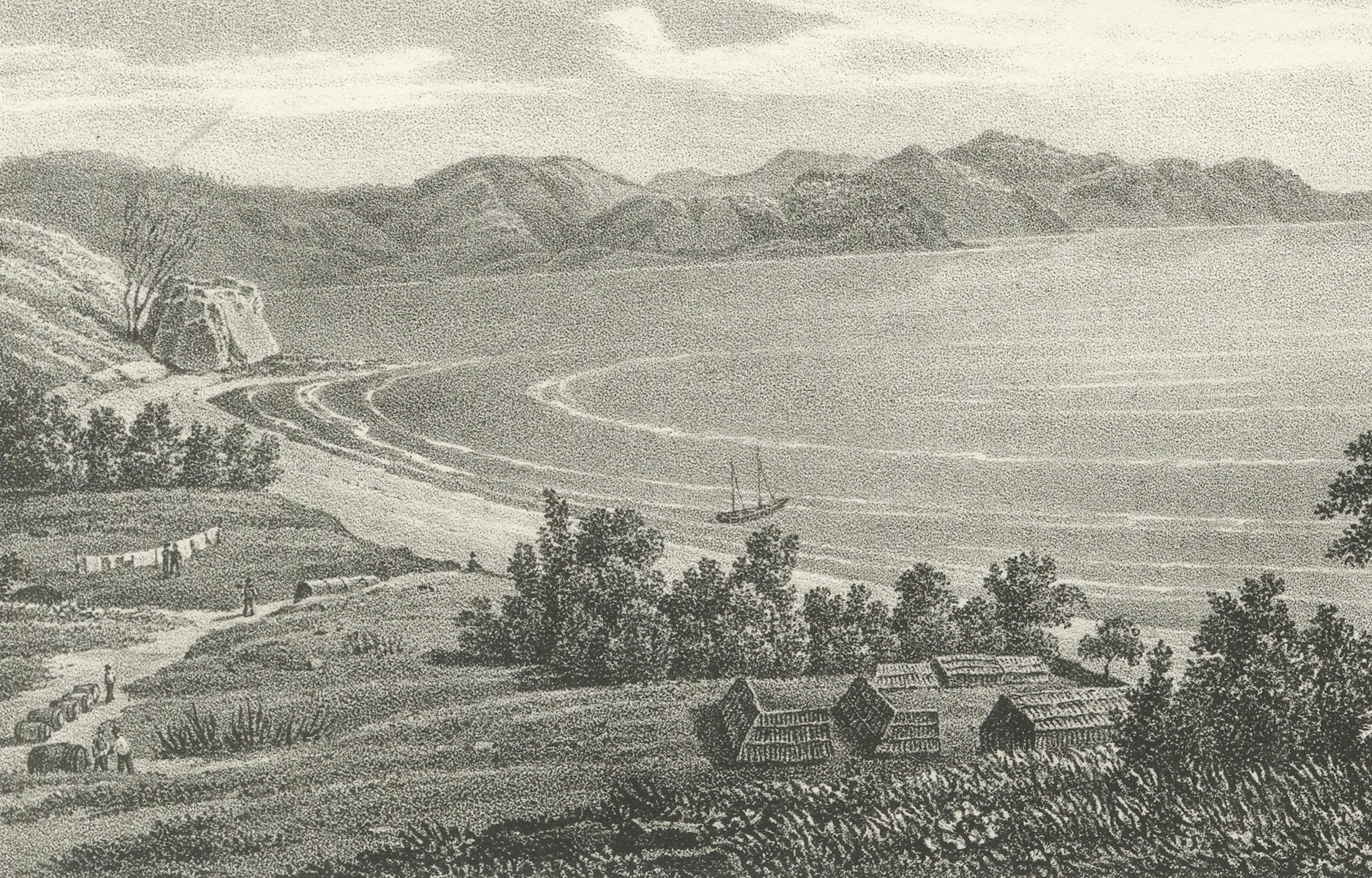 Ansichten der Inselbucht, Neuseeland, von der Astrolabe-Reise, um 1836 im Zustand „Gut“ im Angebot in Langweer, NL