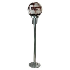 Scenographic Chromed Floor Lamp from the 60s, colored glass strips murano glass