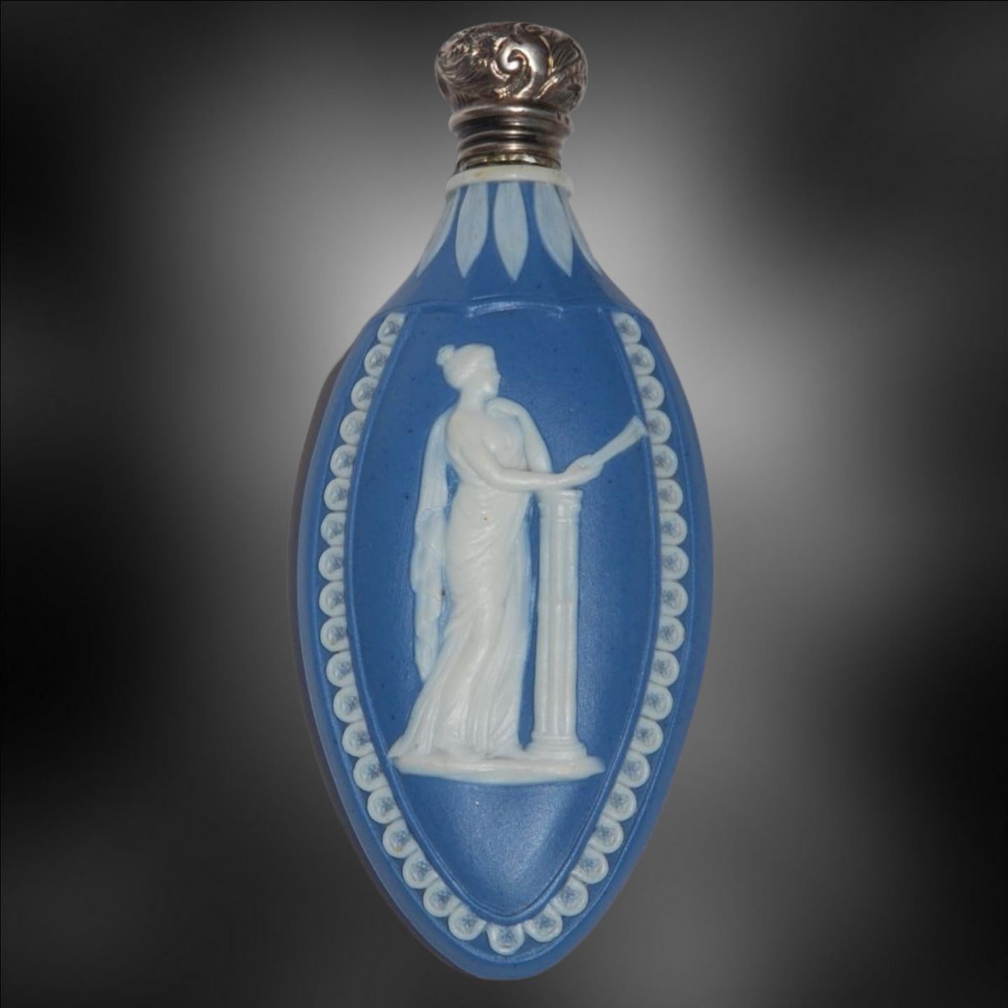 Neoclassical Scent, or Perfume, Bottle, in Pale Blue Jasperware, Neale, C1790