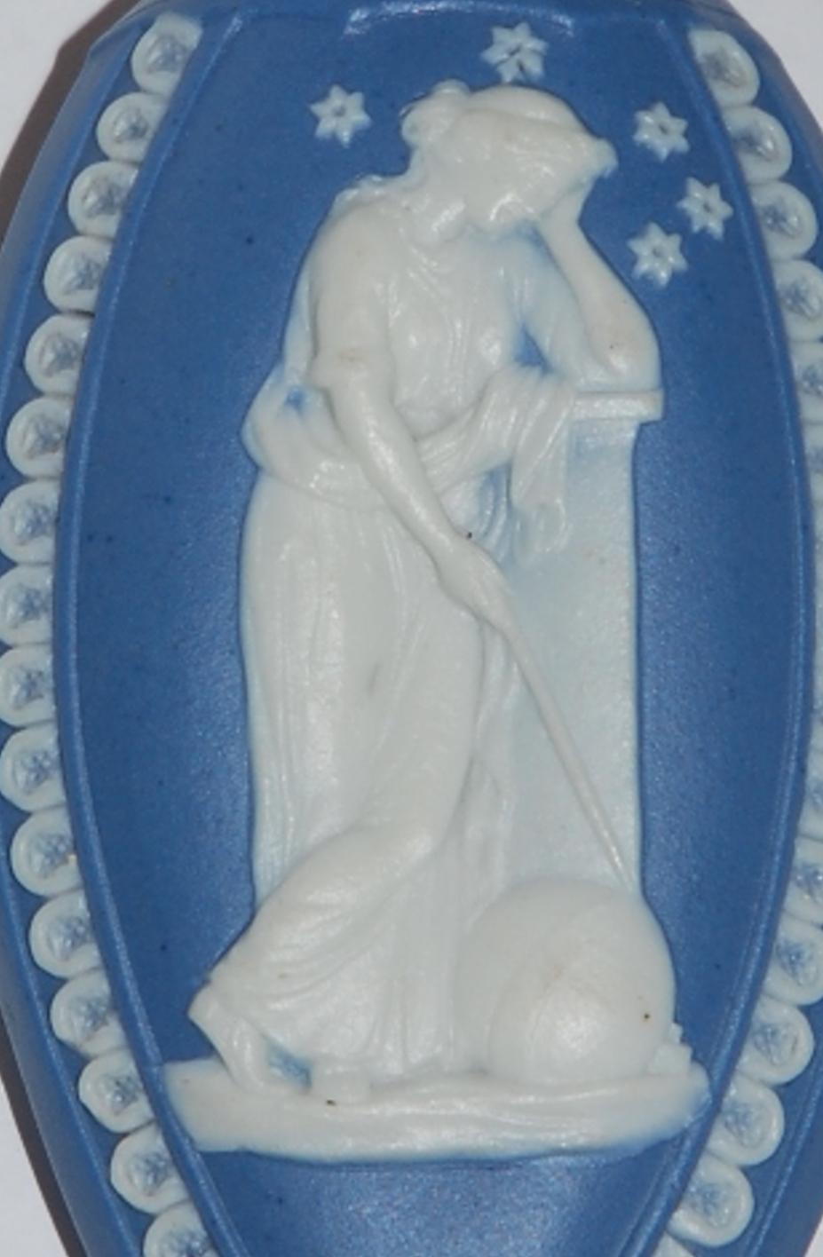 Molded Scent, or Perfume, Bottle, in Pale Blue Jasperware, Neale, C1790