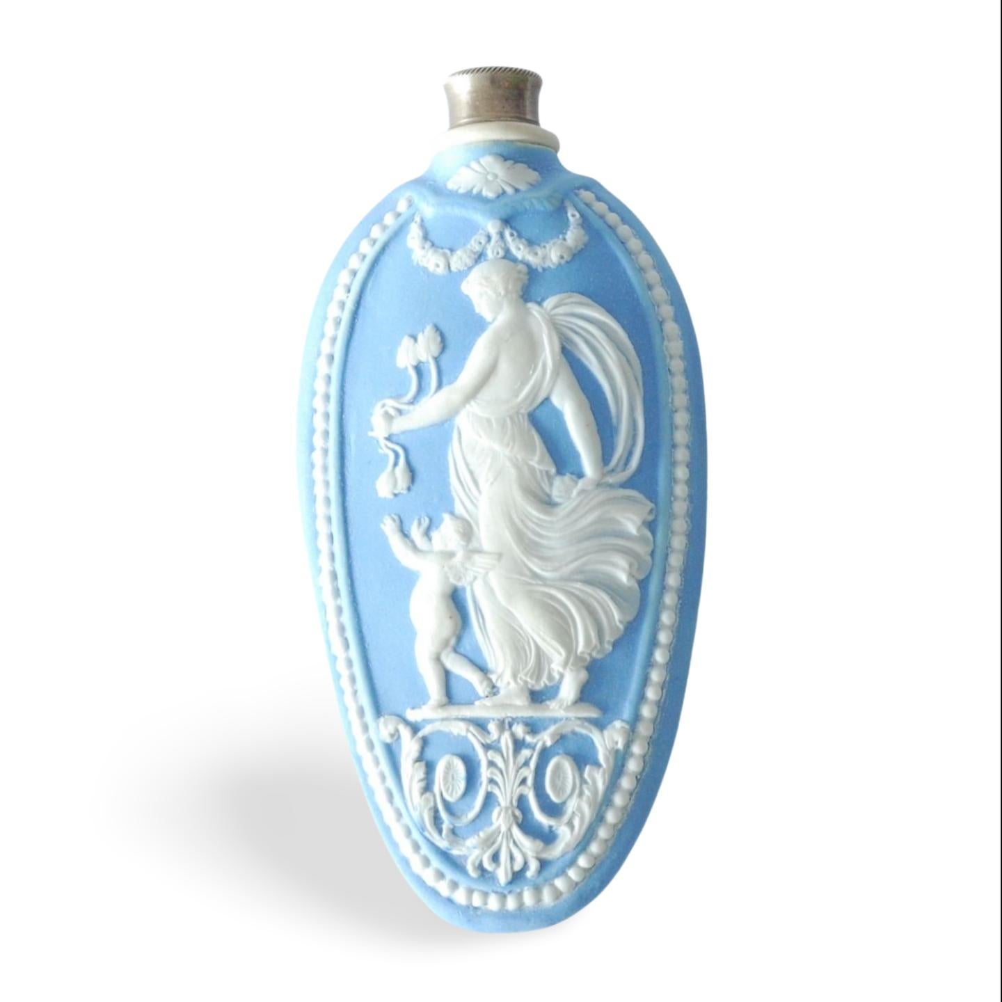 Neoclassical Scent, or Perfume, Bottle, in Pale Blue Jasperware, Wedgwood C1790 For Sale