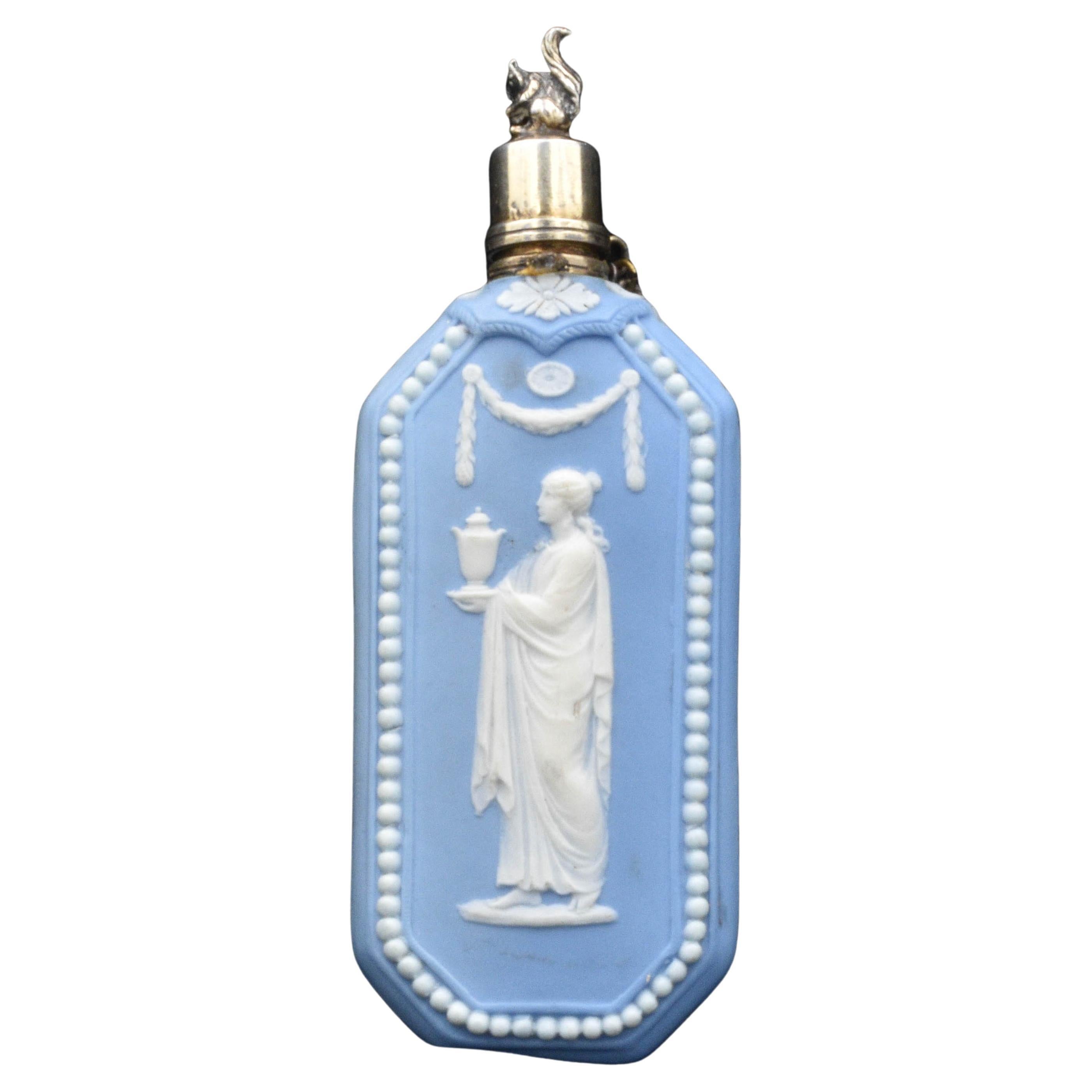Scent, or Perfume, Bottle, in Pale Blue Jasperware, Wedgwood C1790 For Sale
