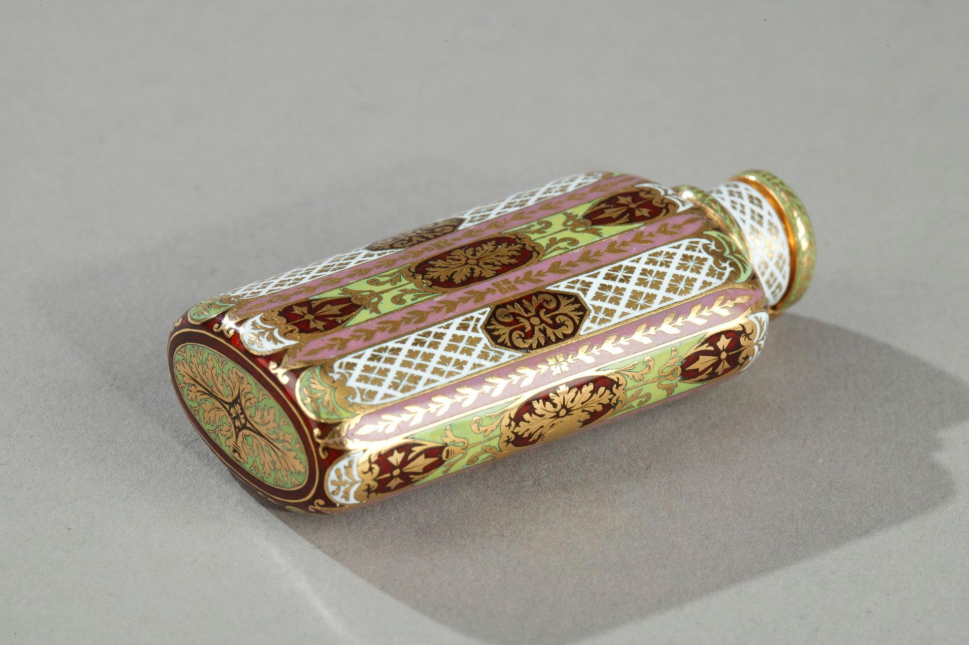 Women's or Men's Scent, Perfume Bottle with Enameled Gold, Restauration Period