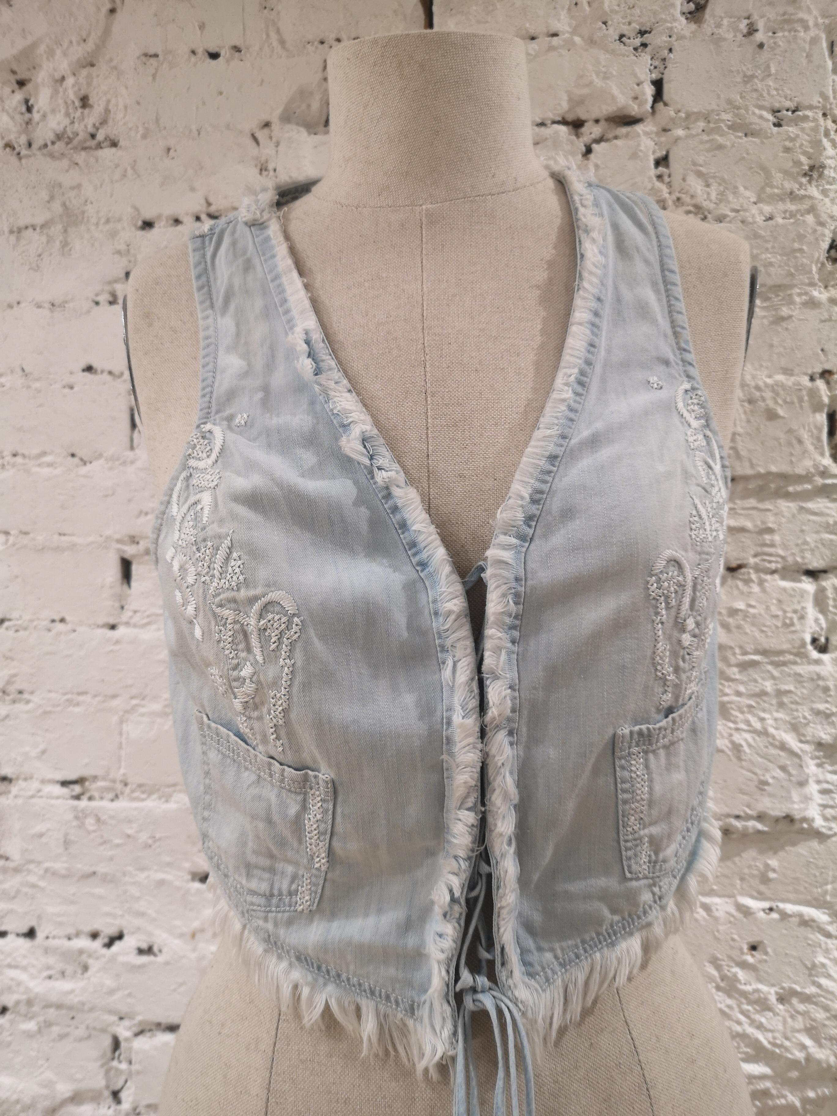 Gray Scervino light blue cotton denim vest