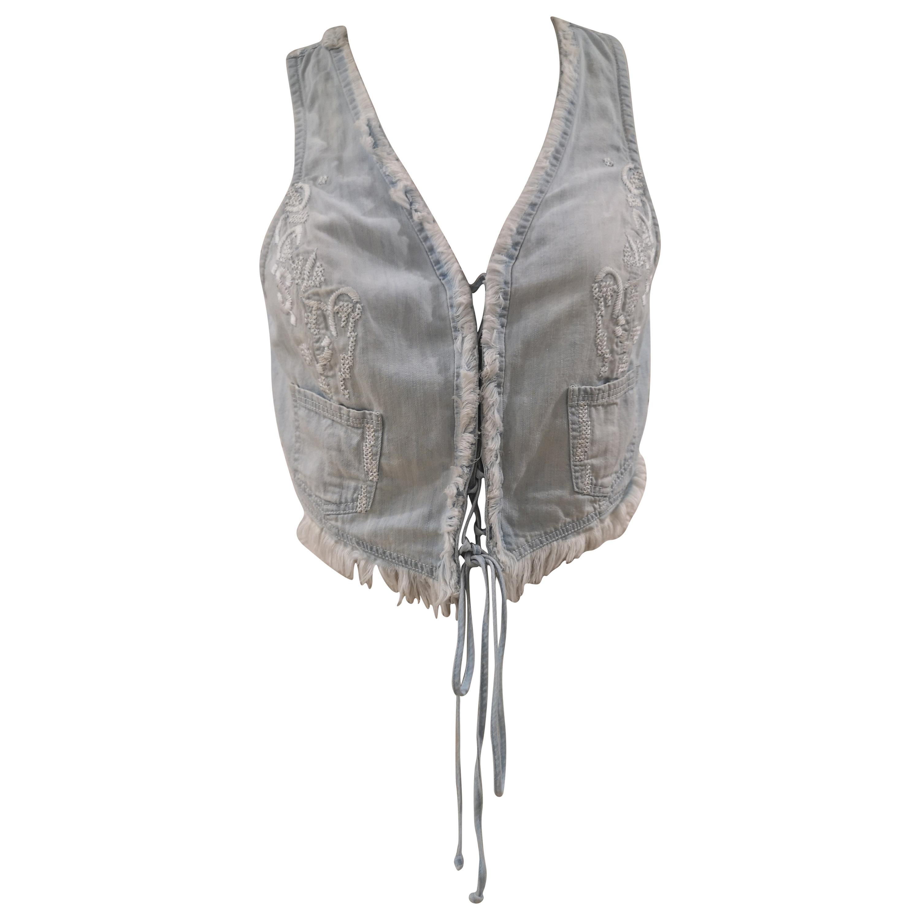 Scervino light blue cotton denim vest