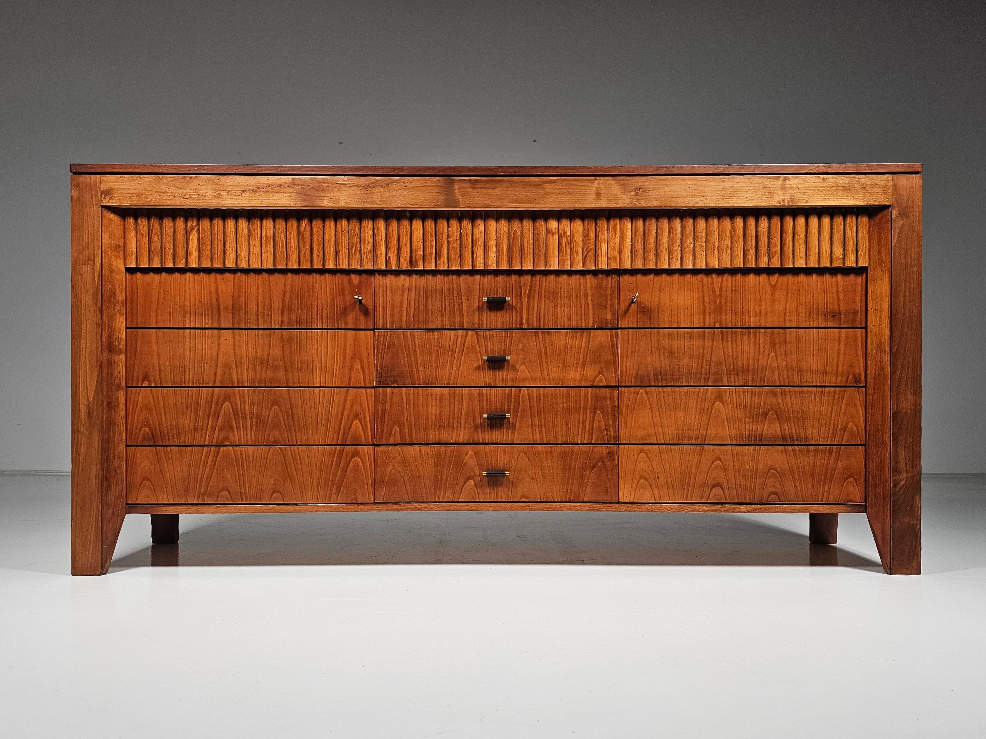 European Schacchi sideboard in cherry wood by Morelato Italy, 1970s