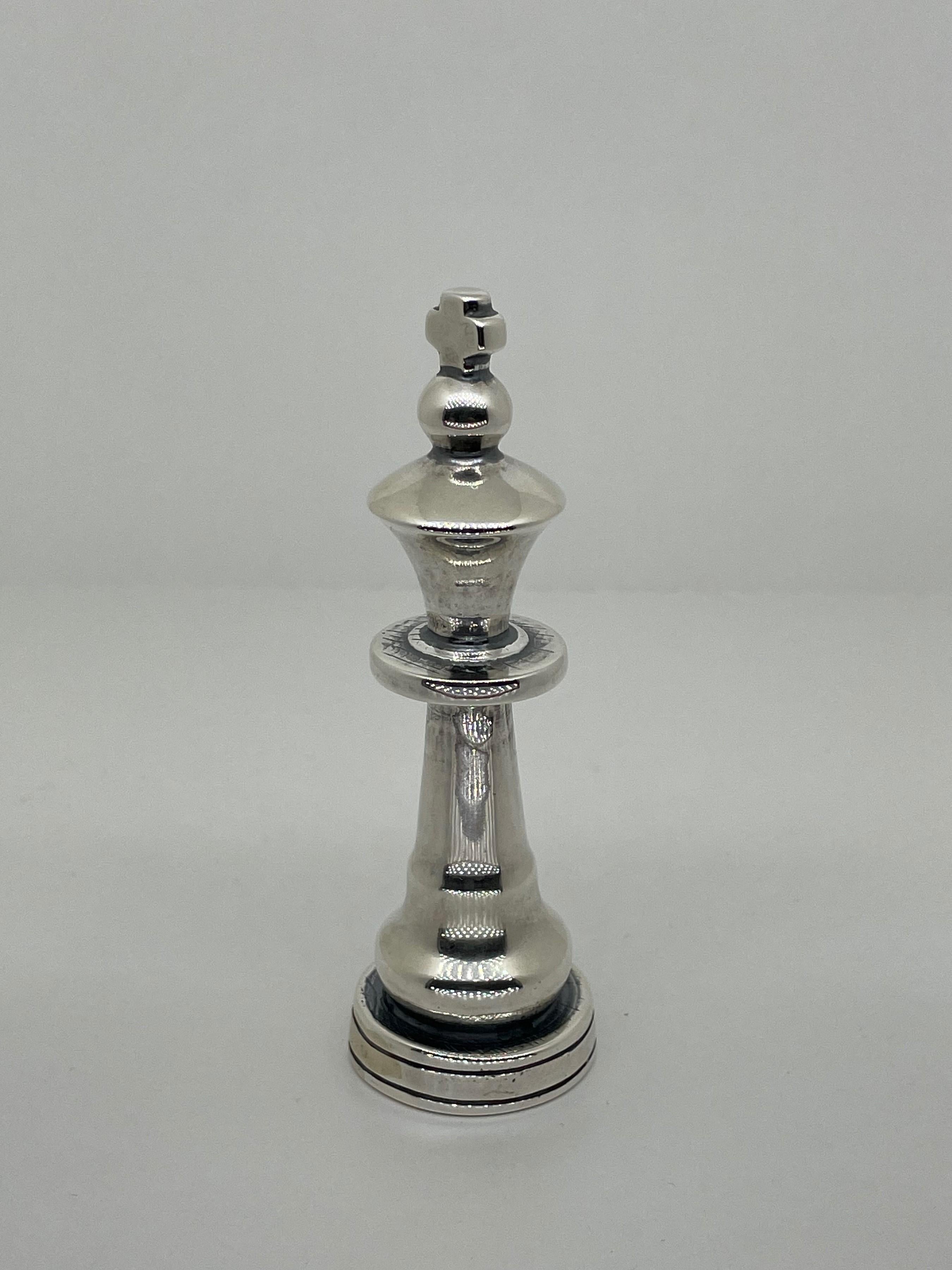 Hand-Crafted Schachfigur König Aus 925 Sterling Silber, Vollmassiv, Im Retro-Design For Sale