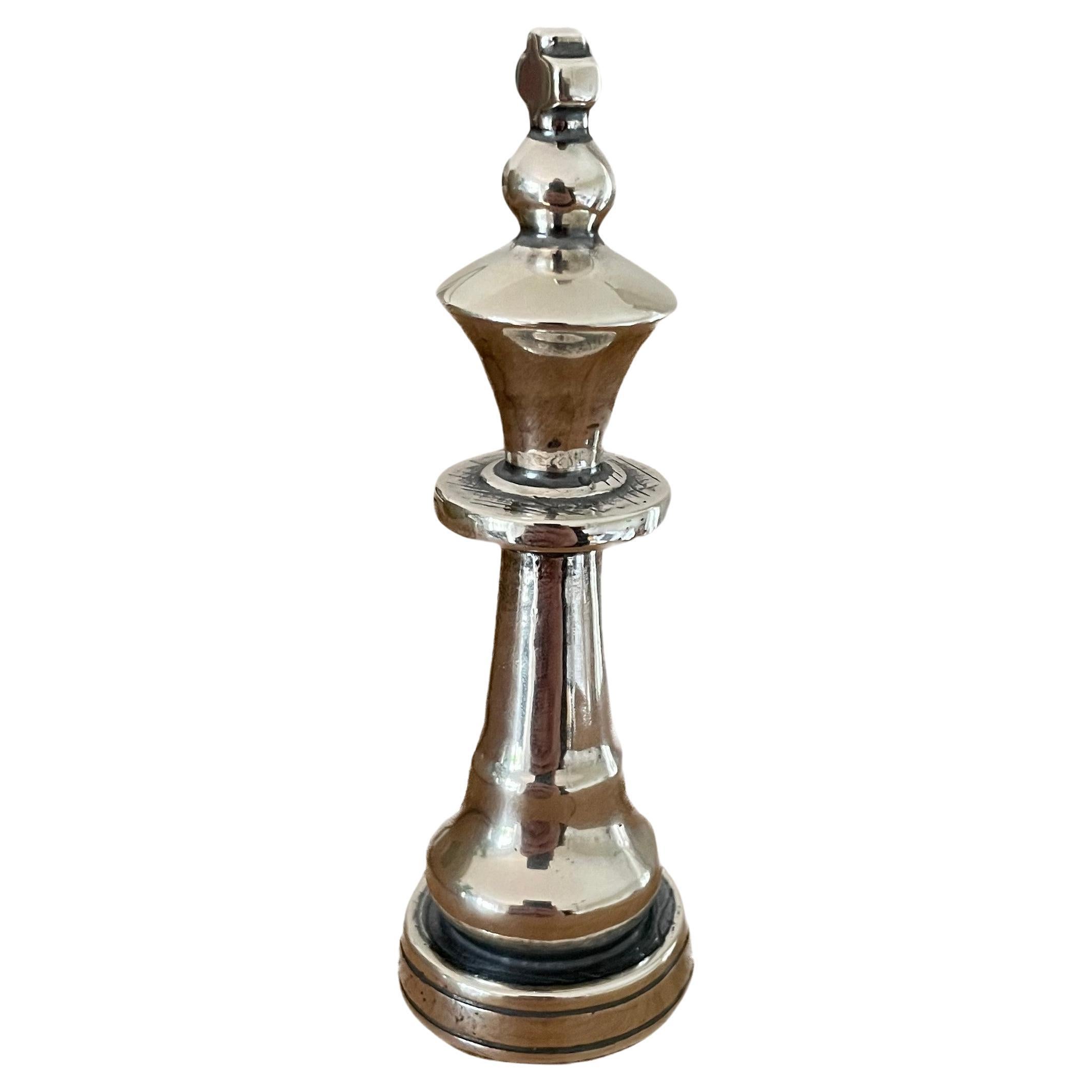 Schachfigur König Aus 925 Sterling Silber, Vollmassiv, Im Retro-Design For Sale