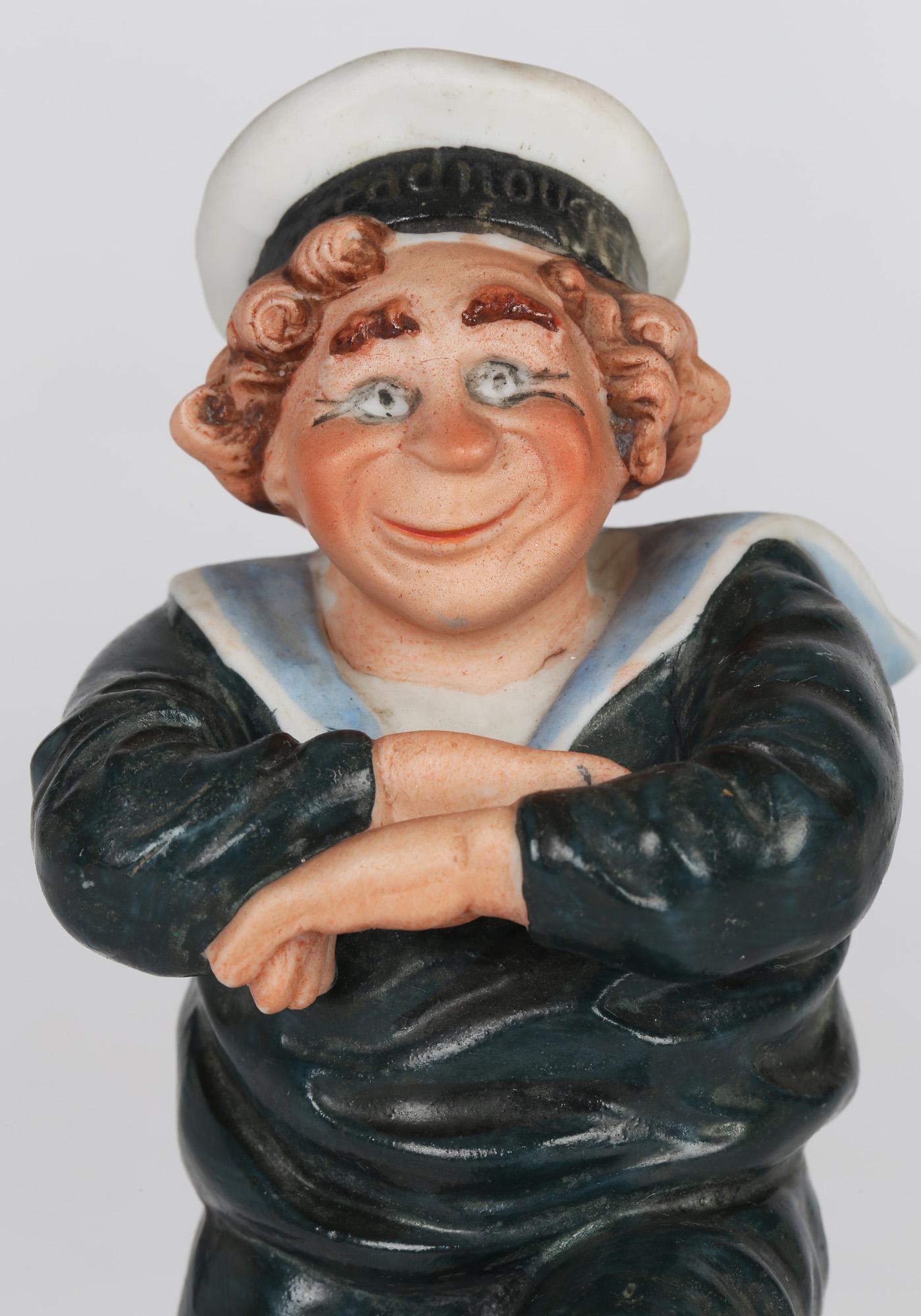 Schafer & Vater Porcelain Painted Sailor Figure Titled We Dont Want to Fight 1