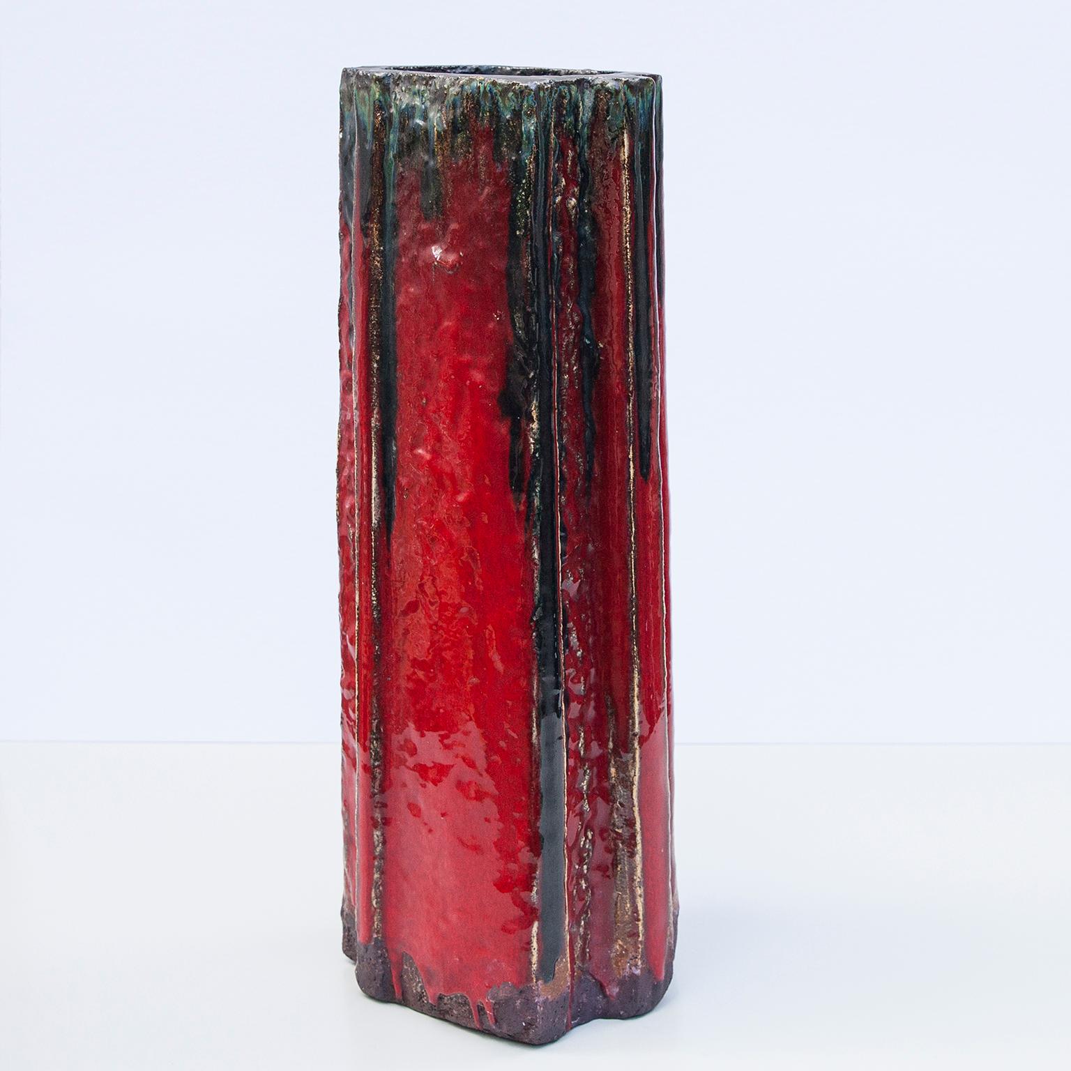 Mid-Century Modern Schäffenacker Ceramic Floor Vase Red, 1963