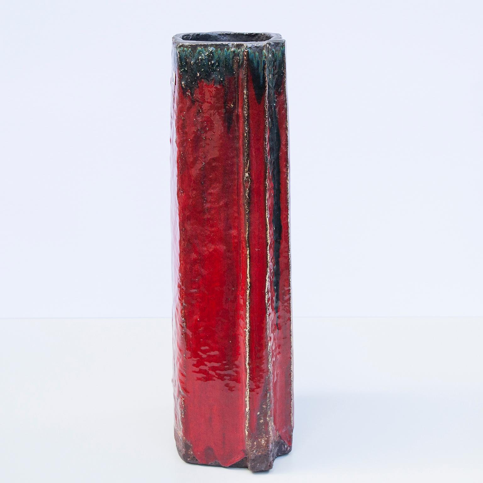 Glazed Schäffenacker Ceramic Floor Vase Red, 1963