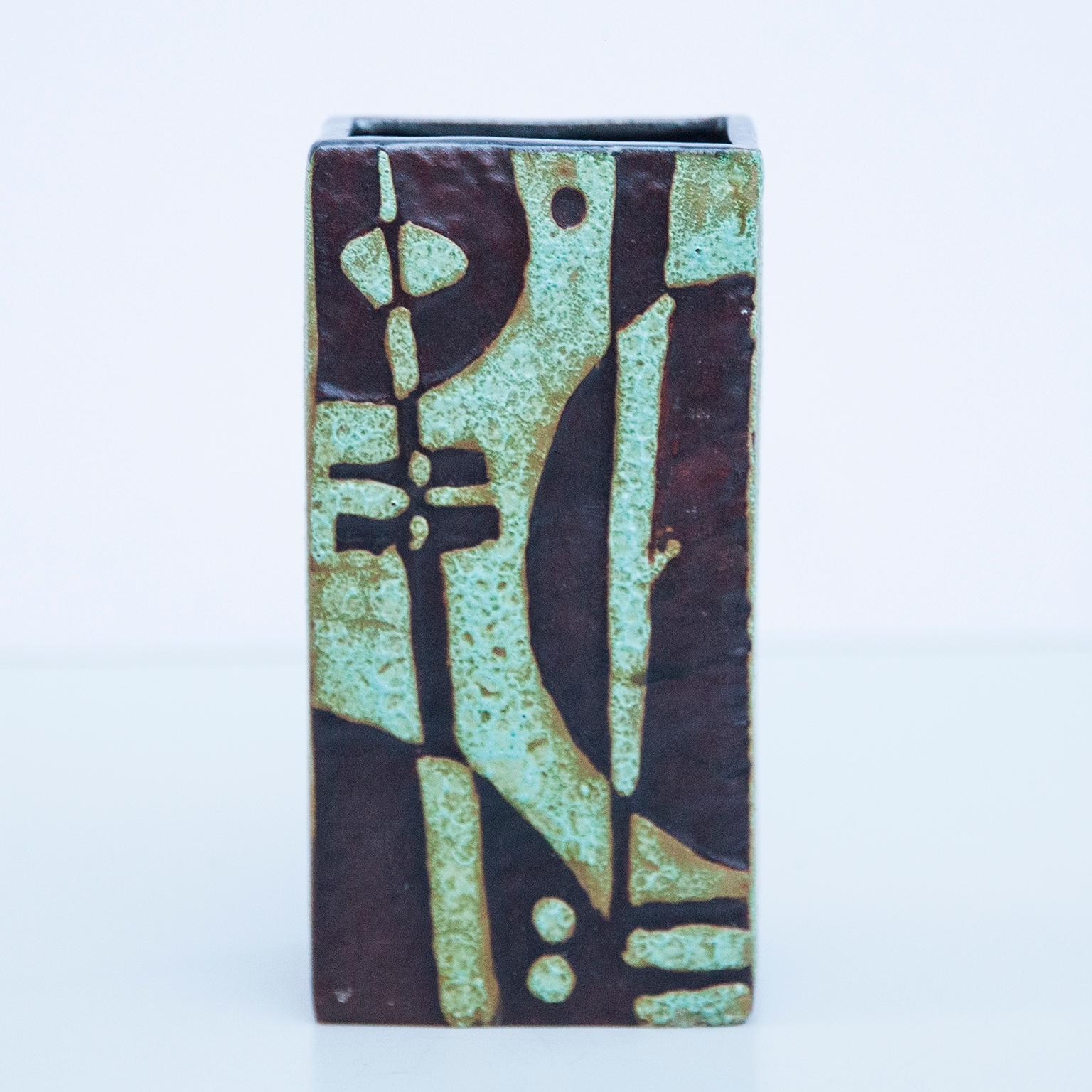 Mid-Century Modern Schäffenacker Green Picasso Style Ceramic Vase, 1960s