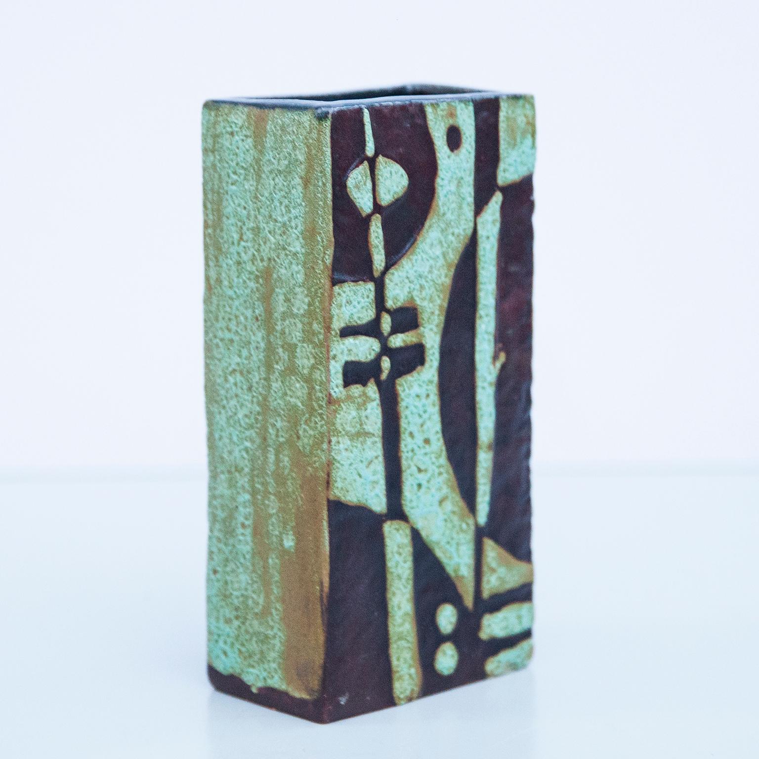 German Schäffenacker Green Picasso Style Ceramic Vase, 1960s