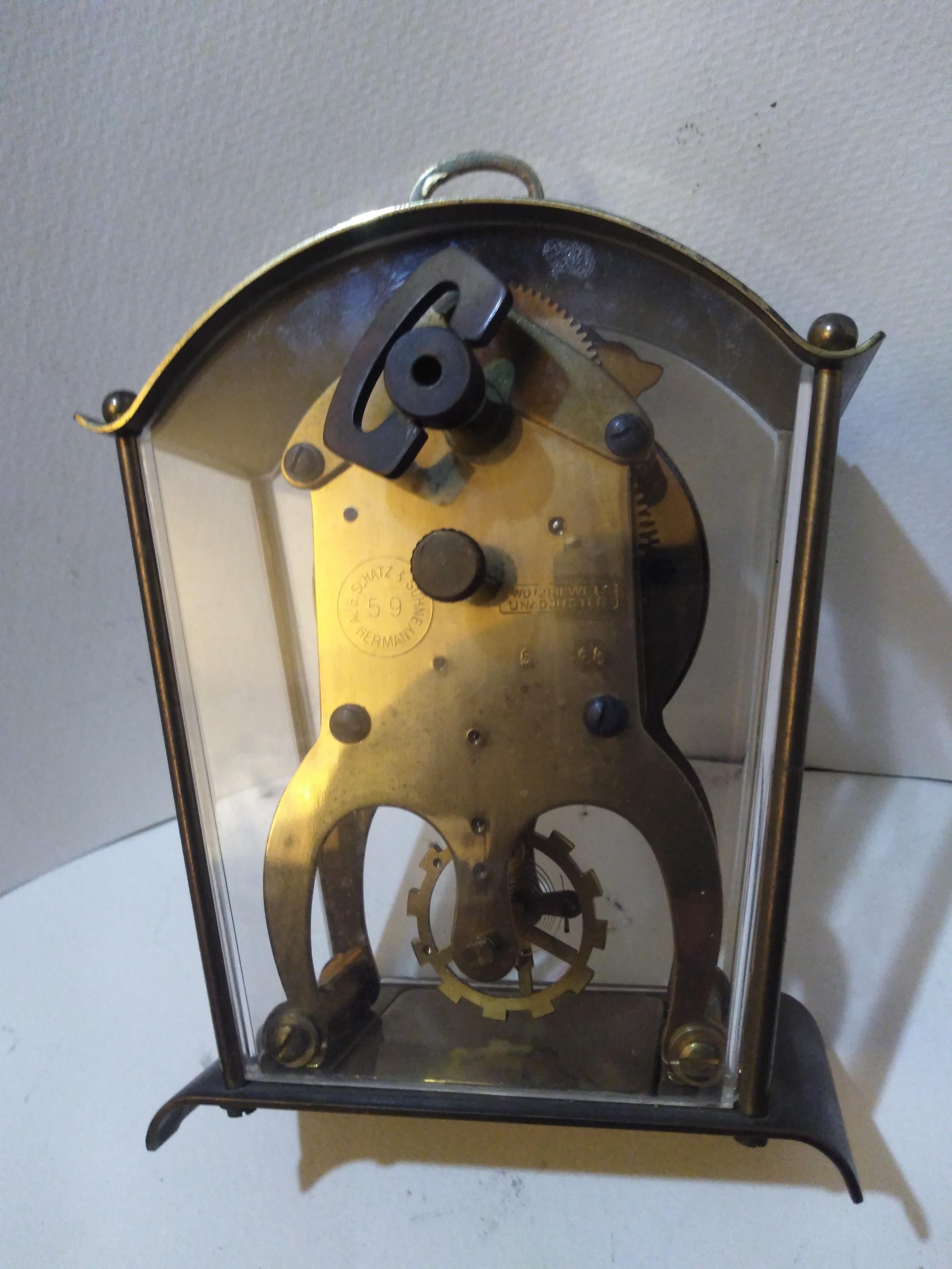 20th Century Schatz and Schone Brass 59 8 Day Mantle Clock