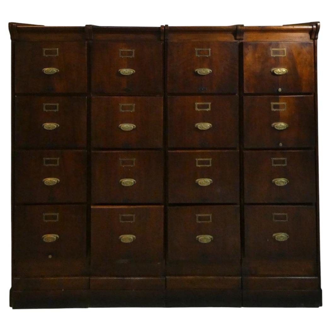 Walnut Filing Cabinet, British Colonial Style, Early 20th Century For Sale