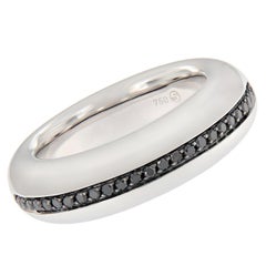 Scheffel Black Diamond White Gold Dome Band Ring