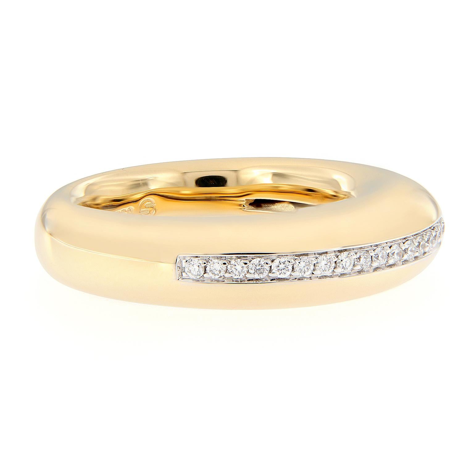 Contemporary Scheffel Diamond Dome Yellow Gold Band Ring