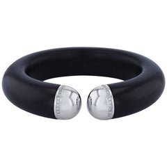 Scheffel - Schmuck 0.64 Carat Pave-Set Diamond Ebony Twist Wood Cuff Bracelet