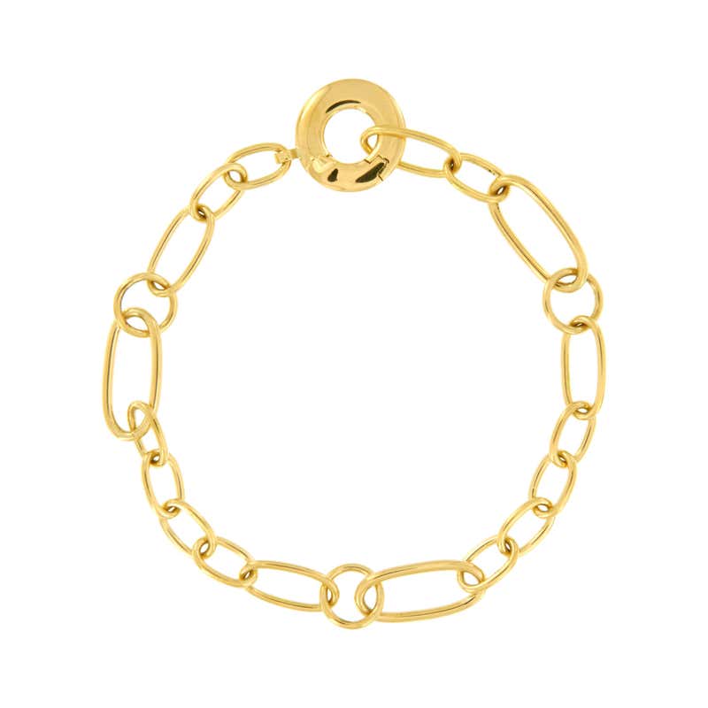Chunky 18 Karat Yellow Gold Curb Link Bracelet at 1stDibs