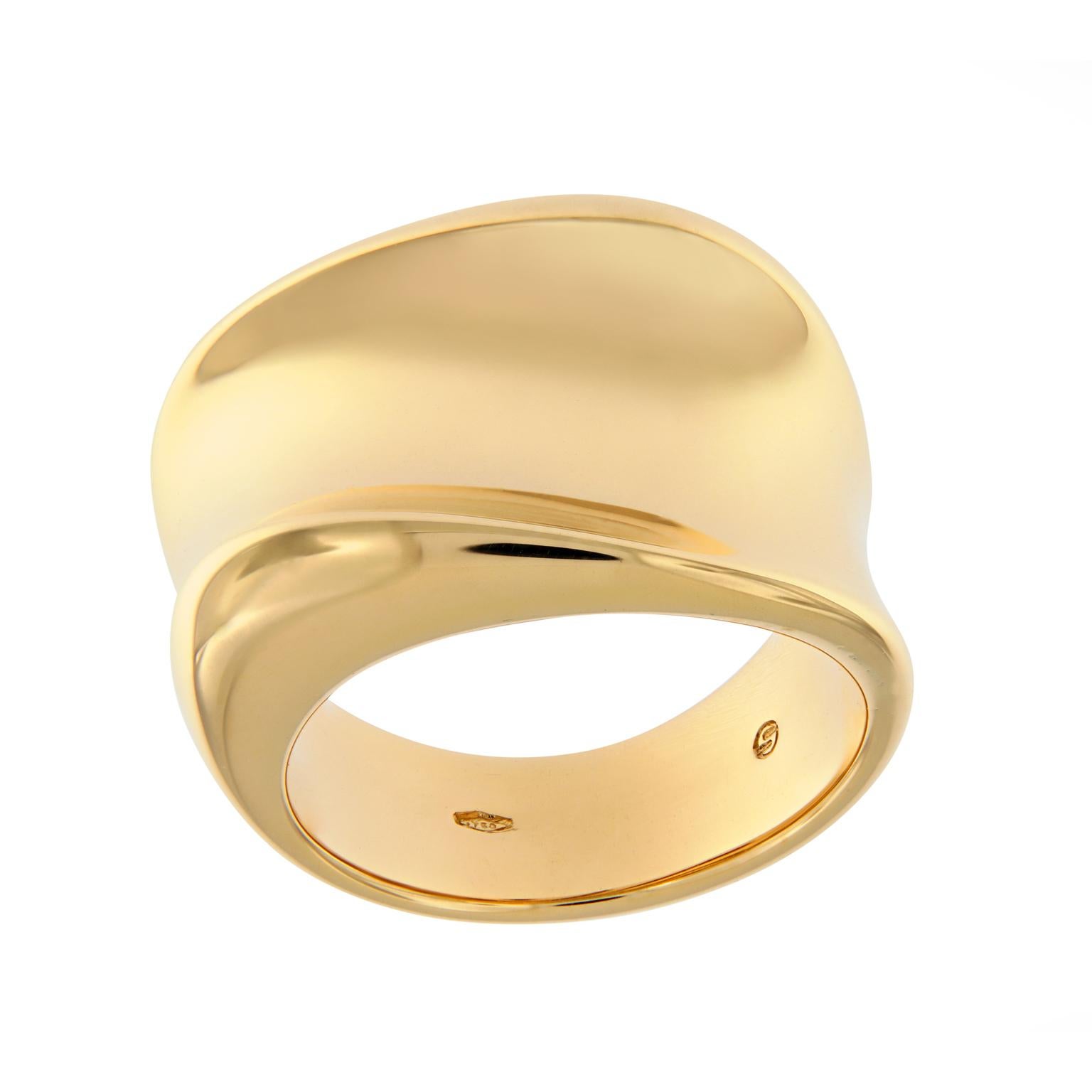 Scheffel Wide Band Yellow Gold Fashion Ring