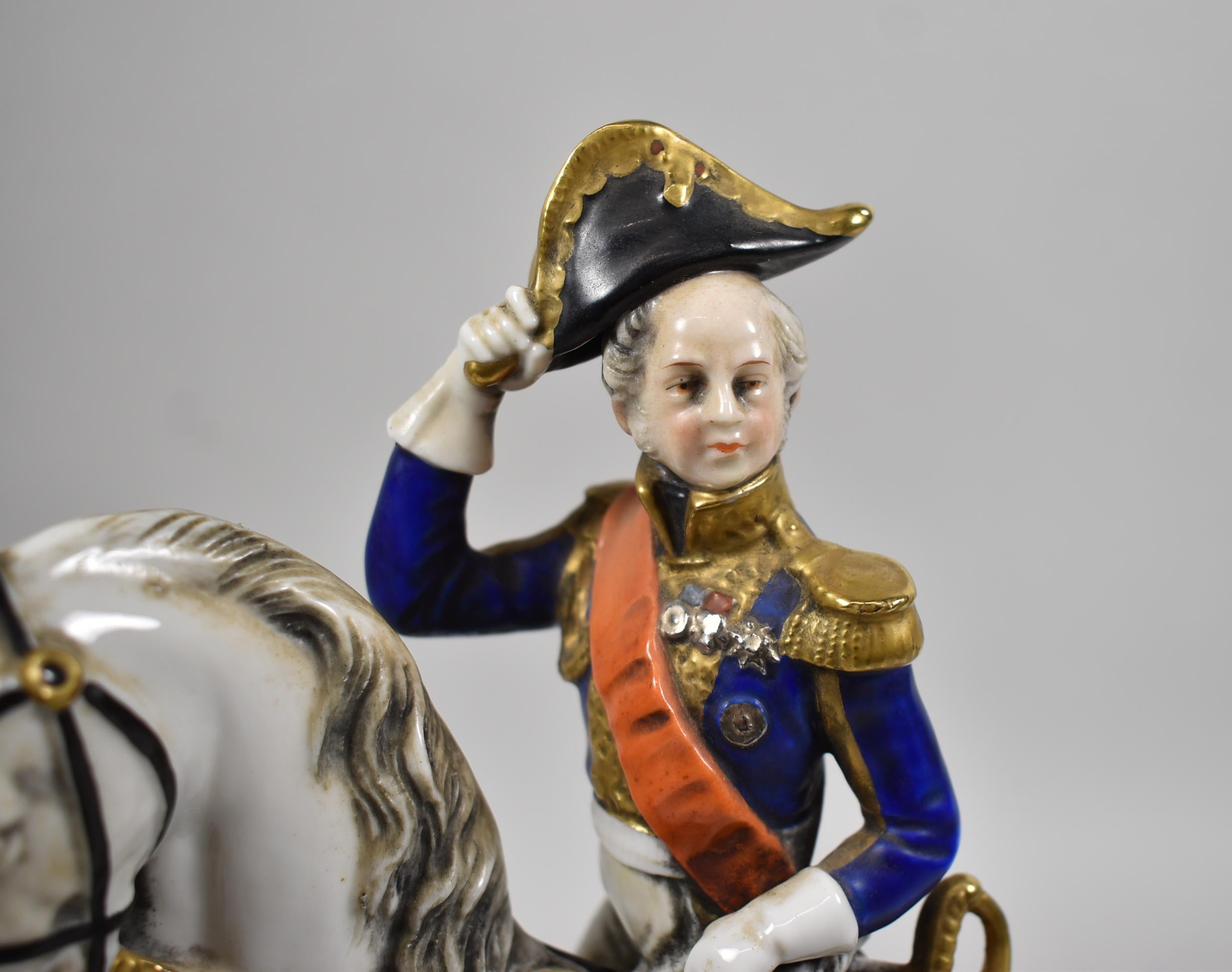 Modern Scheibe-Alsbach Davoust Napoleon Porcelain Figurine, Germany For Sale