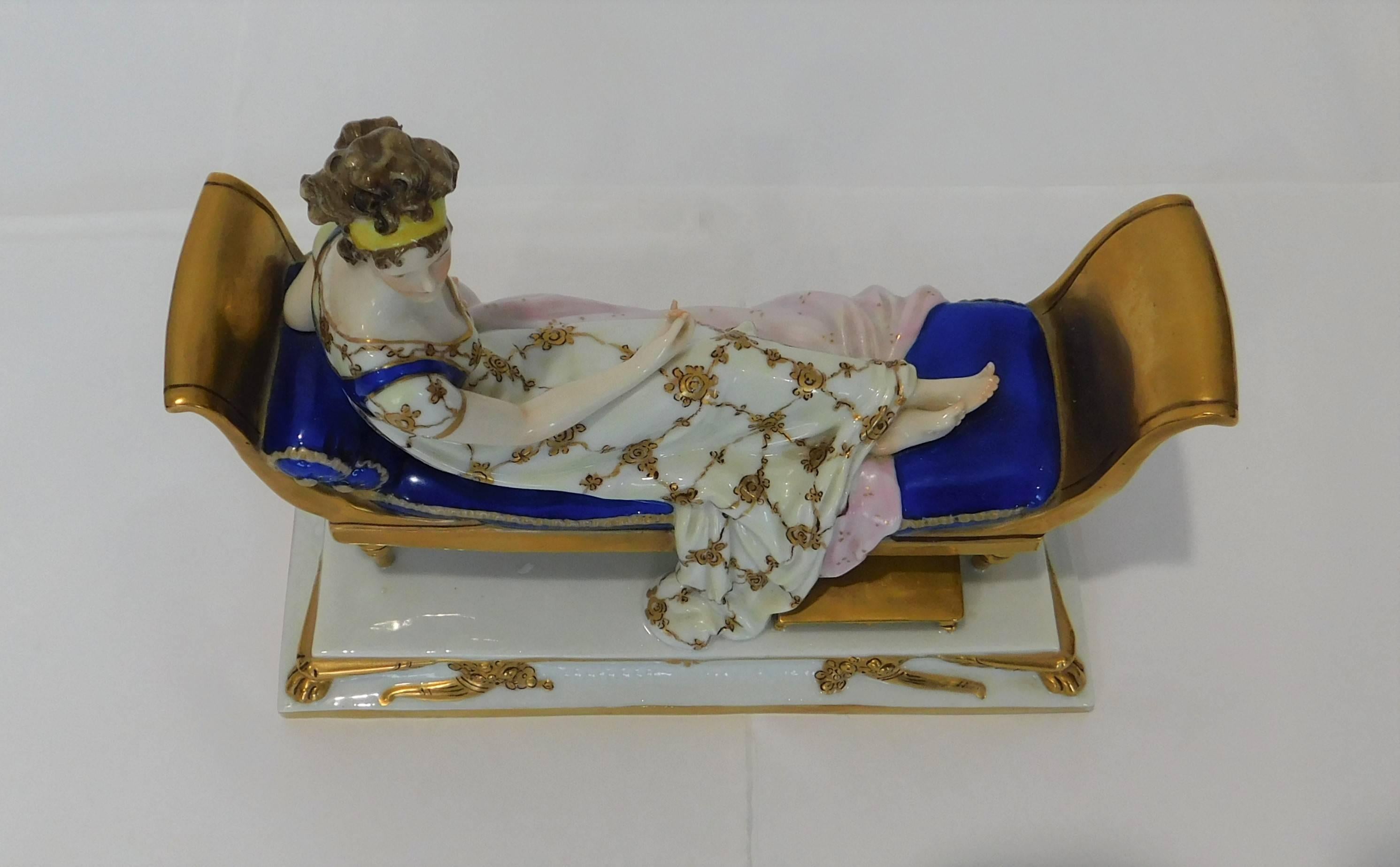 Allemand Scheibe Alsbach figure en porcelaine allemande Madame Recamier