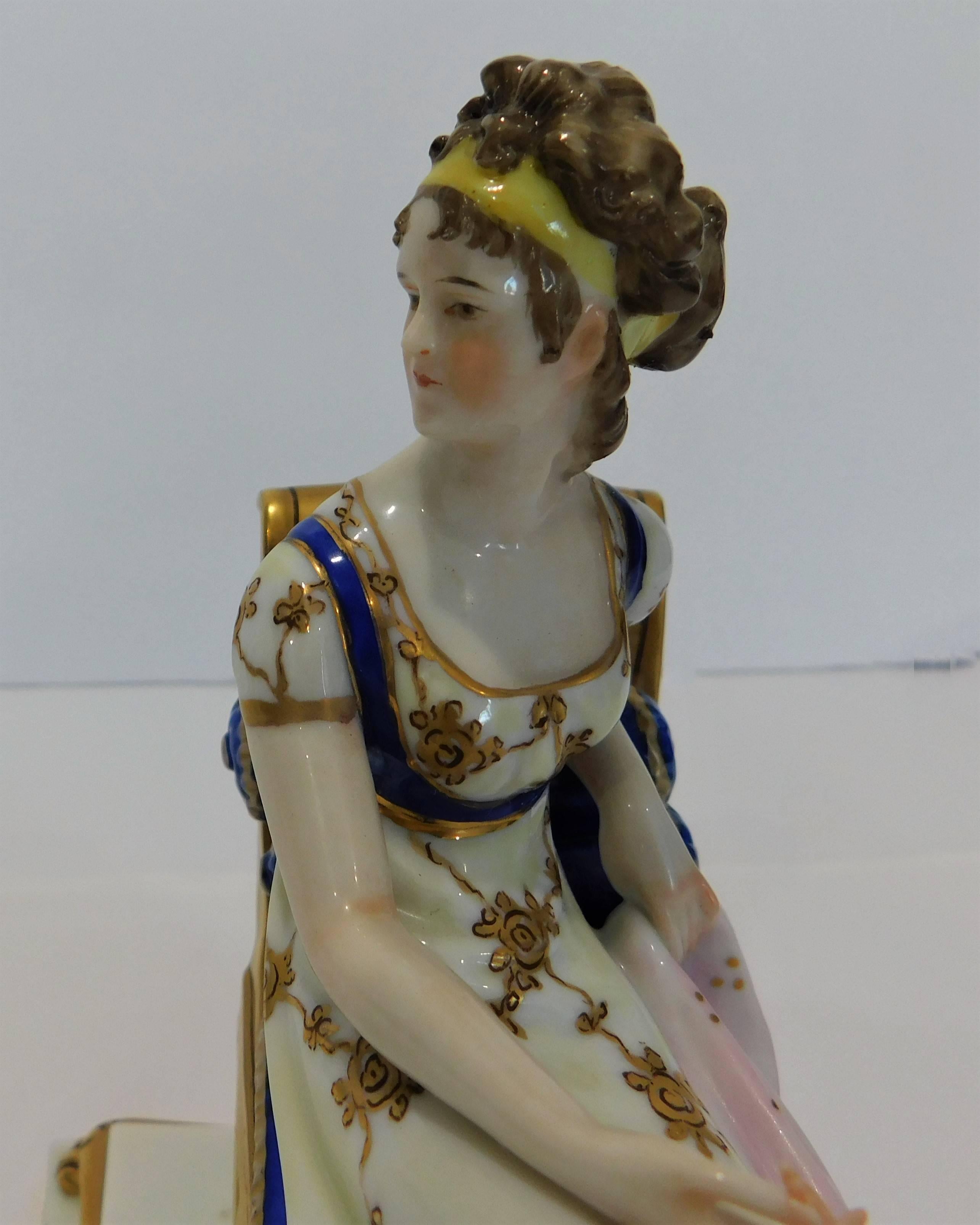 XIXe siècle Scheibe Alsbach figure en porcelaine allemande Madame Recamier