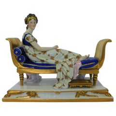 Scheibe Alsbach Allemand Vieille Figurine en Porcelaine Madame Recamier