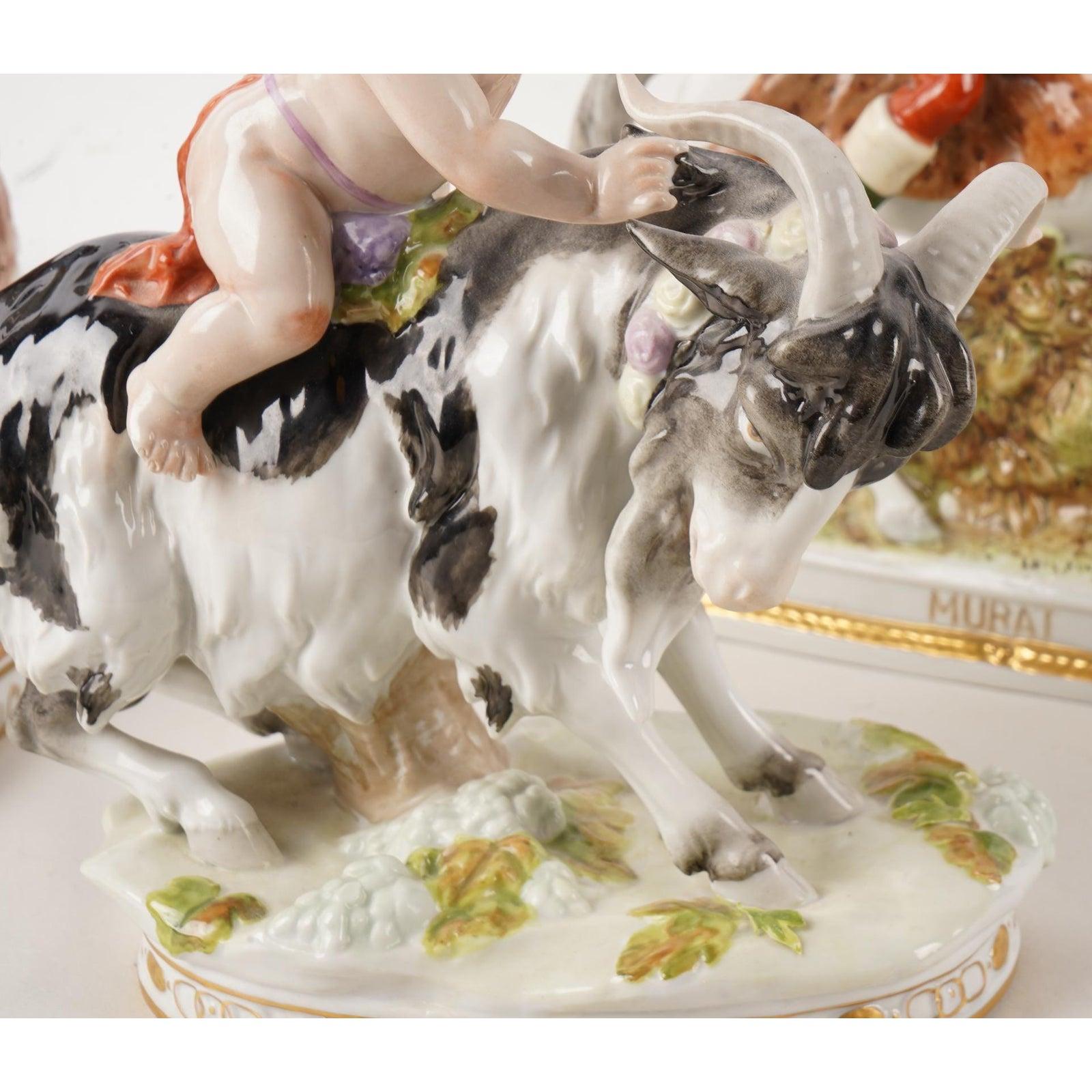 Louis XVI Scheibe Alsbach Kister Porcelain Nude Putti Riding Thuringian Goat Figurine For Sale