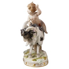 Vintage Scheibe Alsbach Kister Porcelain Nude Putti Riding Thuringian Goat Figurine